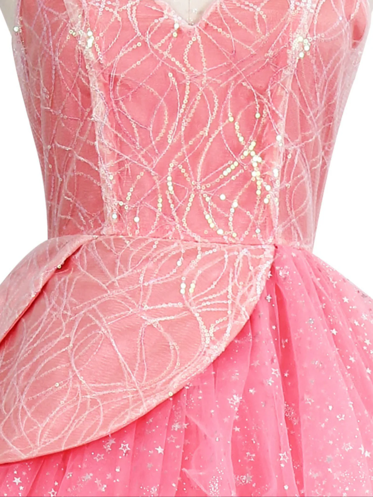 Rosa 1950er Glinda Wicked Glitter Netz Swing Kleid - Image 6