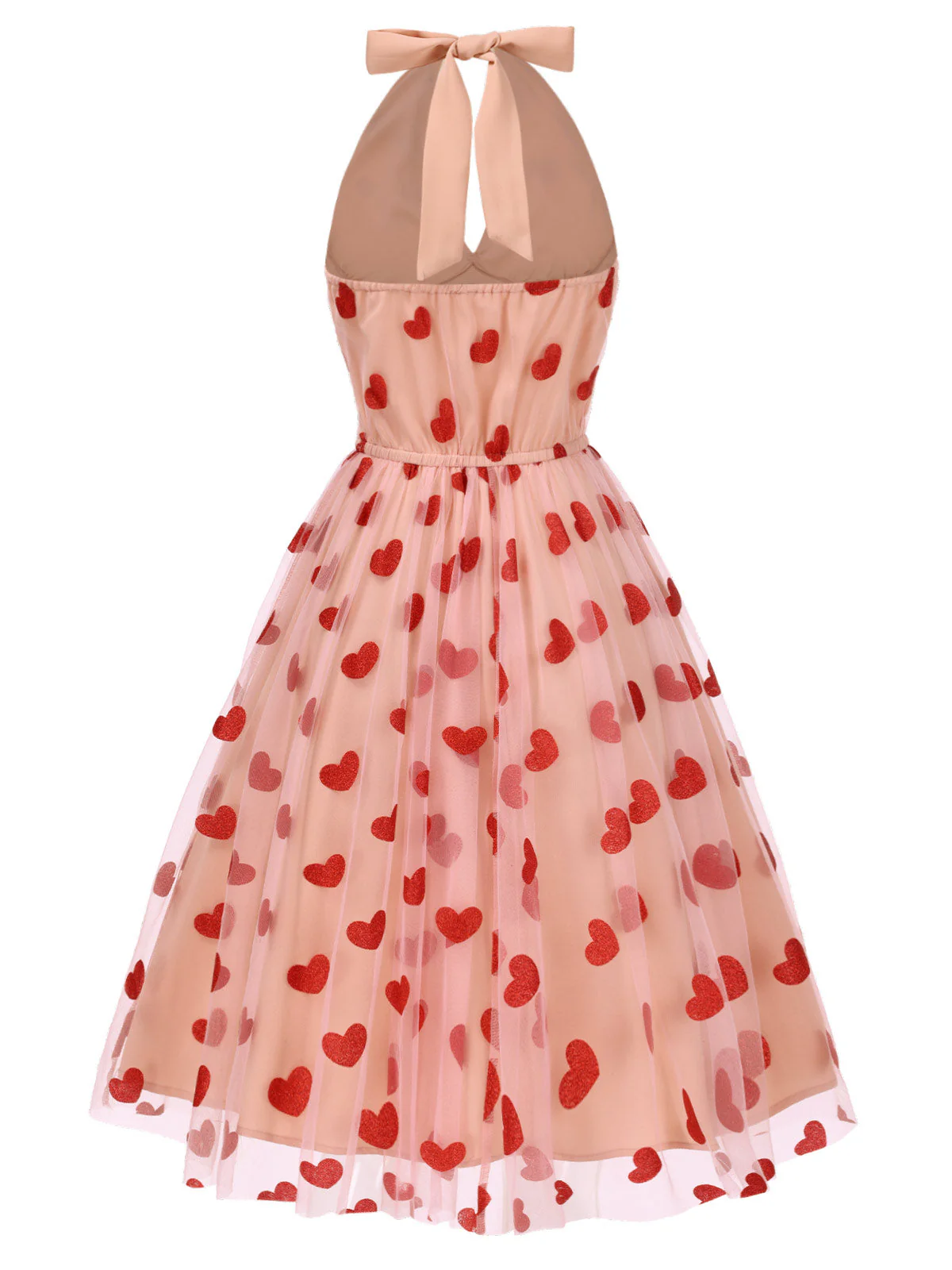 Rosa 1950er Halter Herze Netz Kleid - Image 5