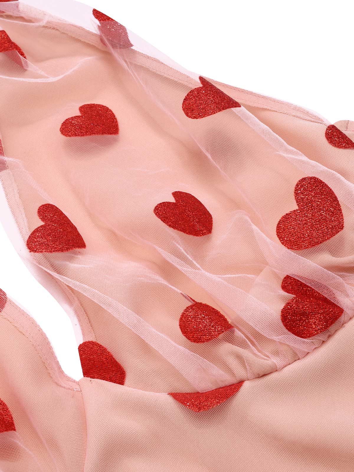 Rosa 1950er Halter Herze Netz Kleid - Image 6