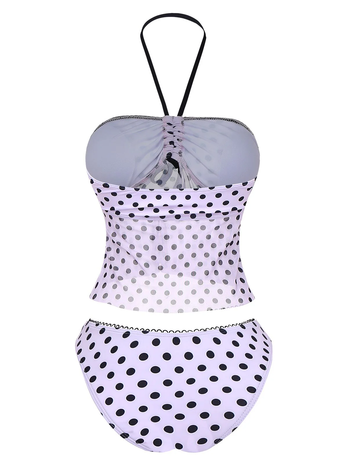 Rosa 1950er Halter Polka Punkte Bogen Tankini Set - Image 6