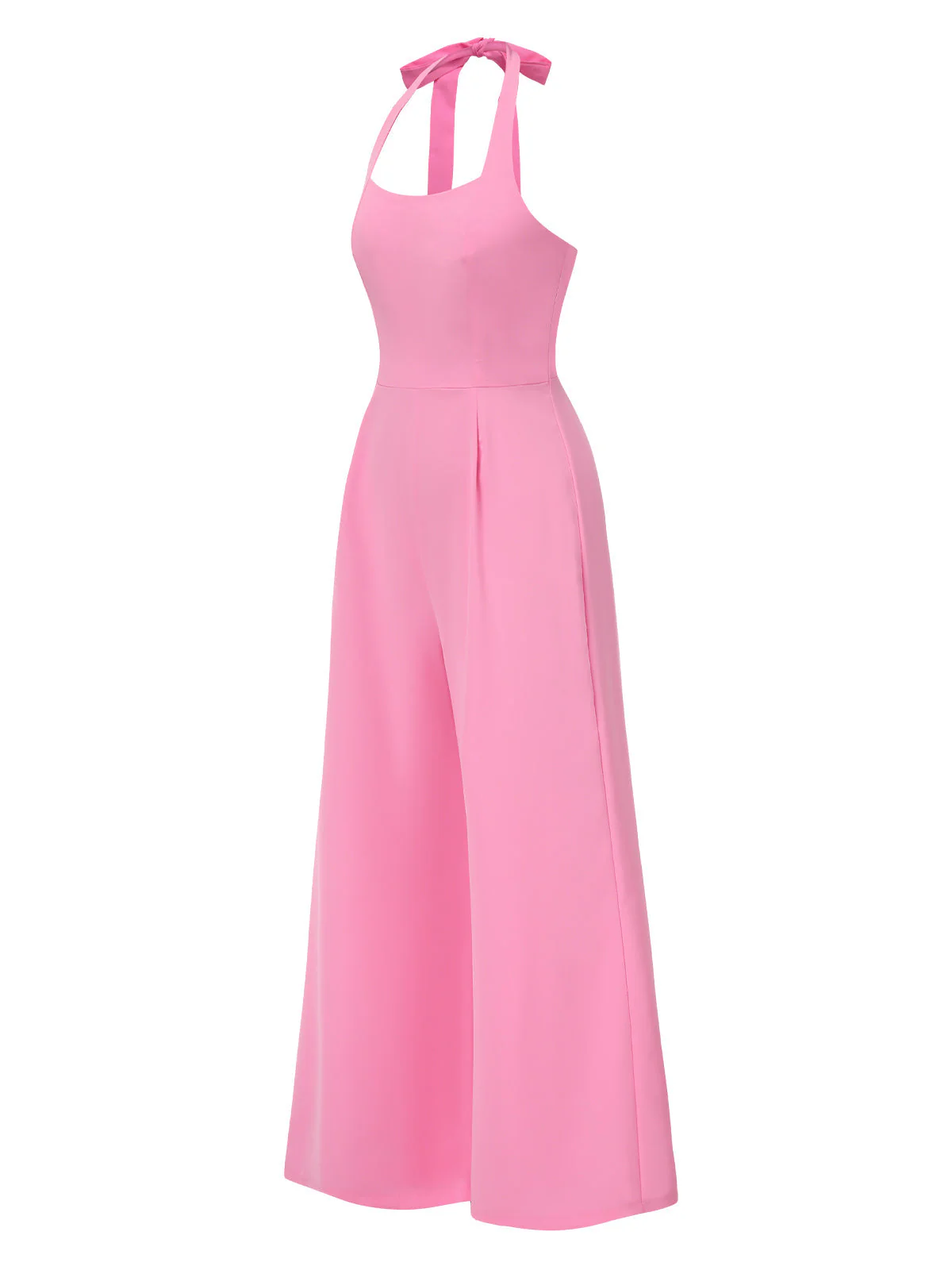 Rosa 1950er Halter Solide Jumpsuit - Image 2