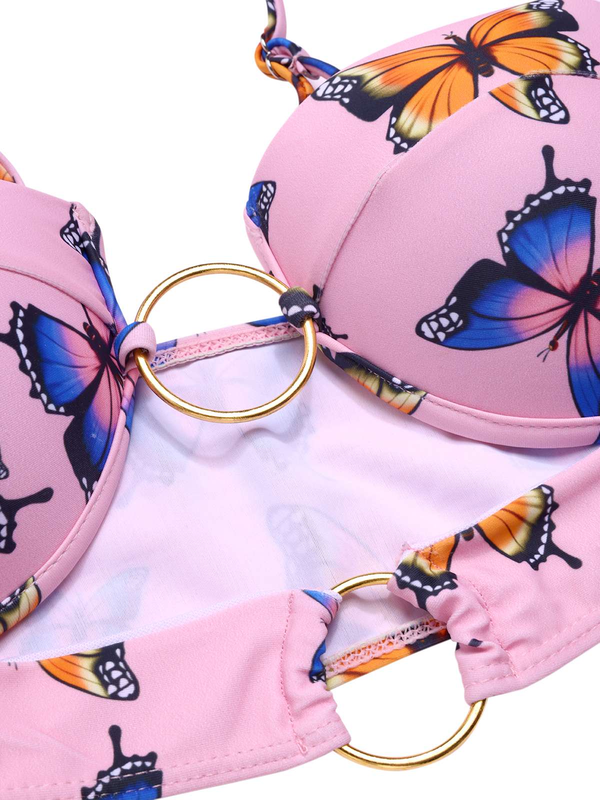 Rosa 1950er Hohl Ring Schmetterling Bikini Set - Image 3