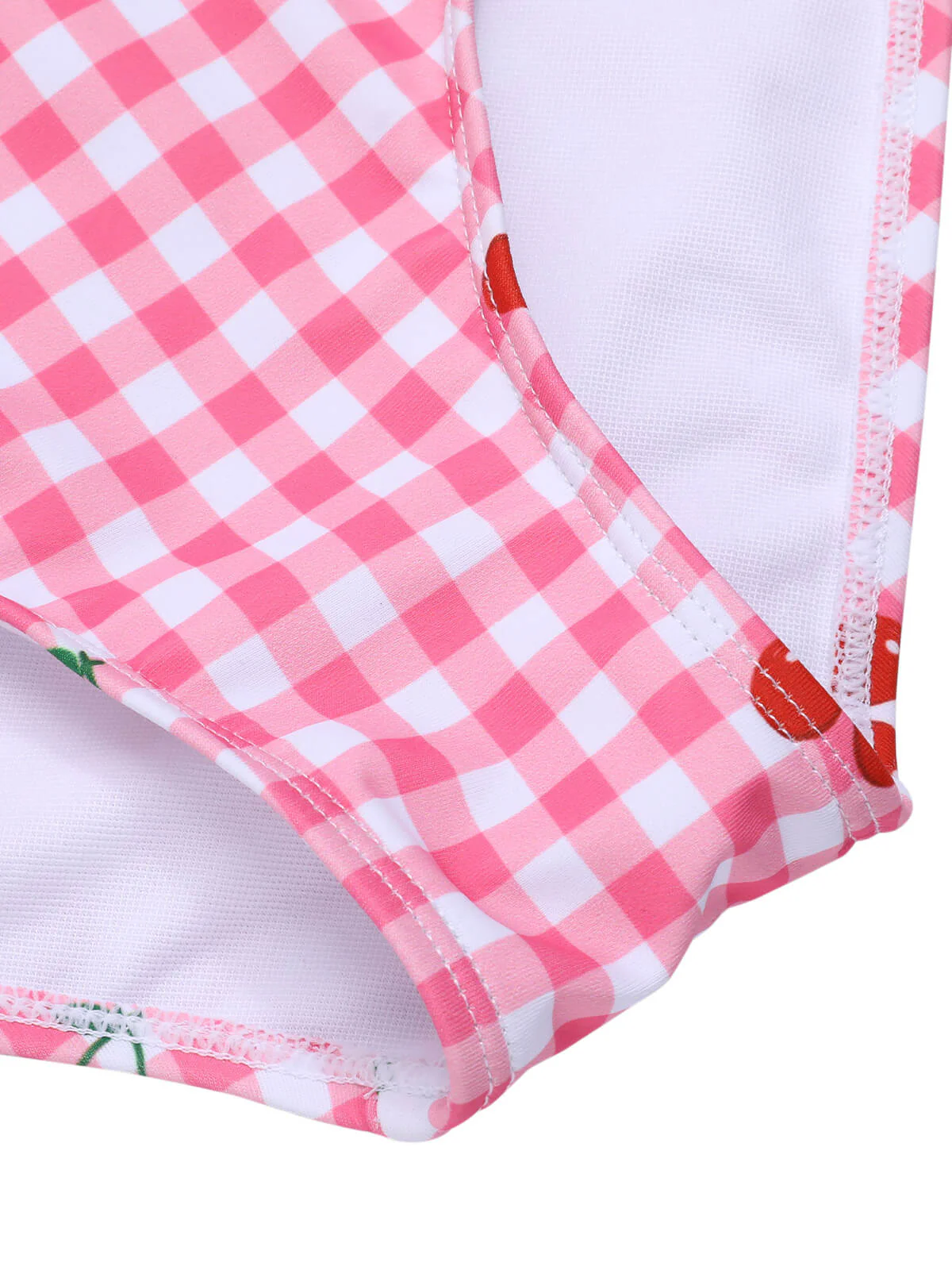 Rosa 1950er Plaid & Kirsche Träger Badeanzug - Image 7