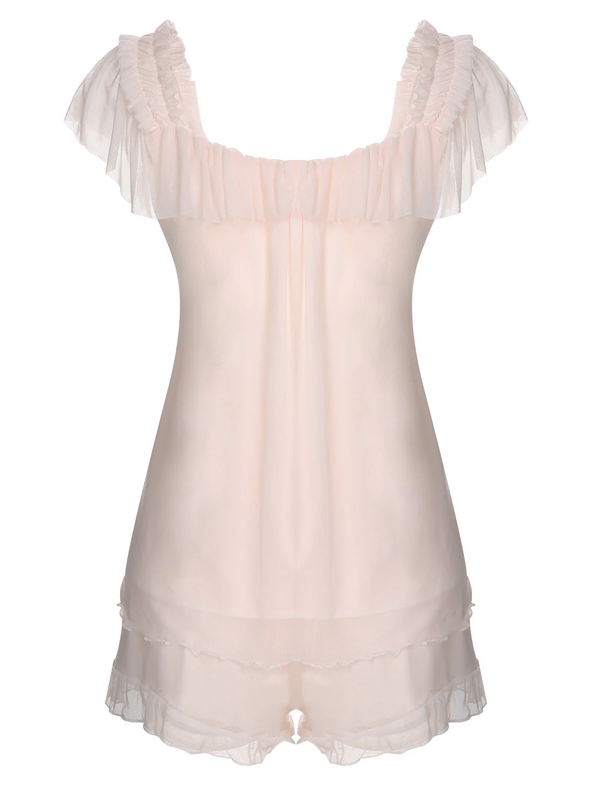 Rosa 1950er Quadratkragen Schleife Pyjamas - Image 3