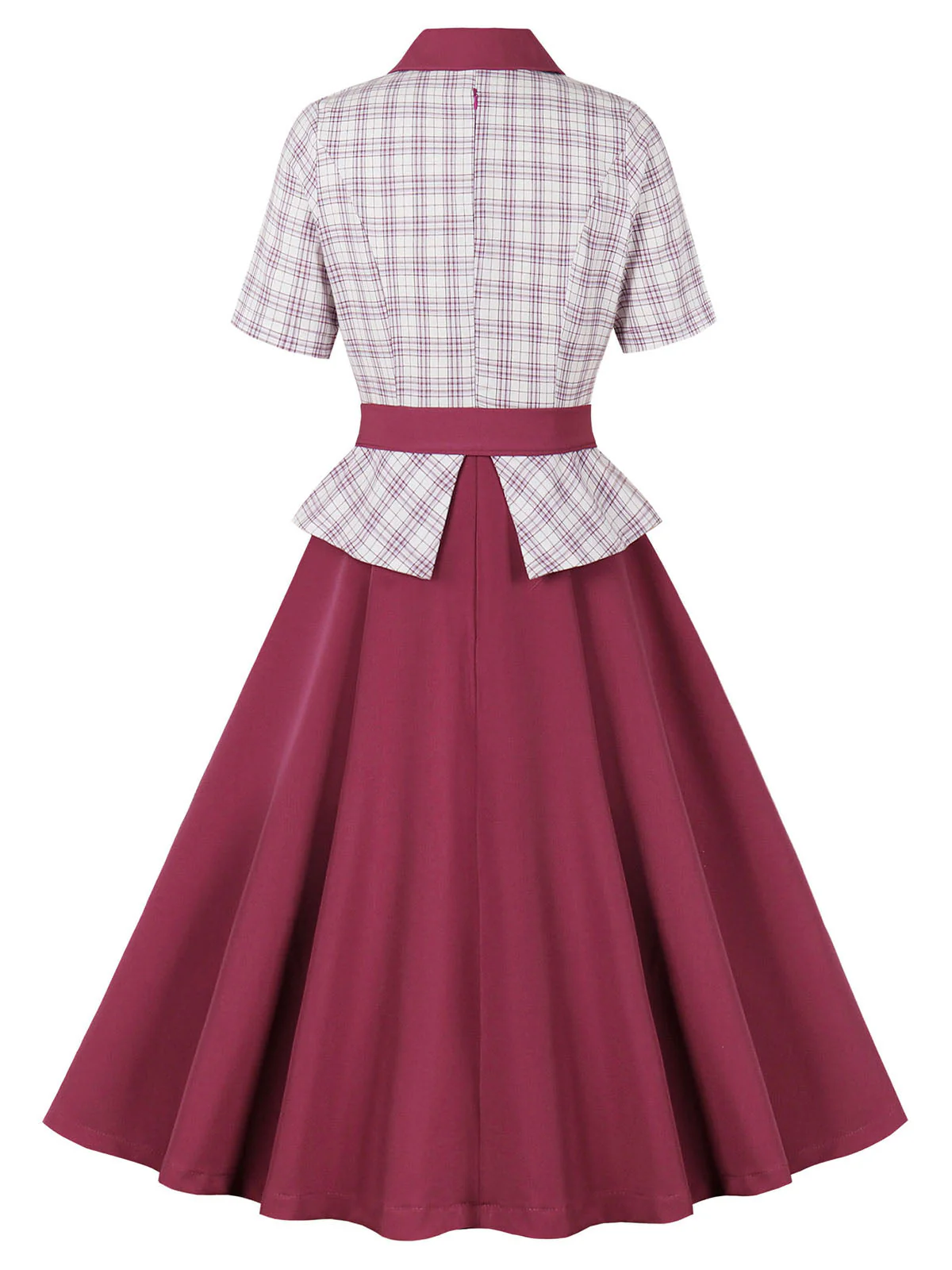 Rosa 1950er Revers Glencheck Gürtel Kleid - Image 2