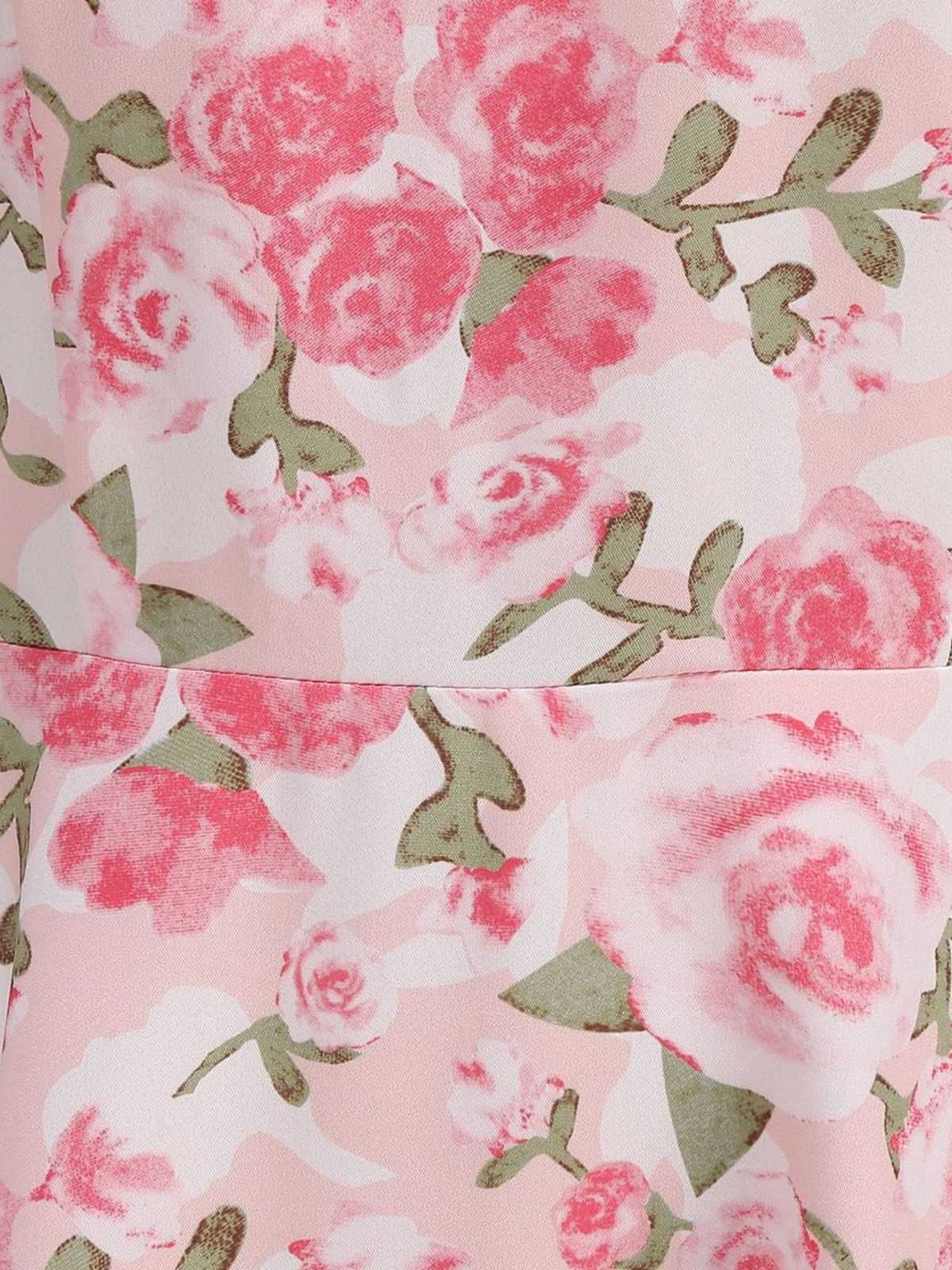 Rosa 1950er Rundhals Rosen Gürtel Kleid - Image 7