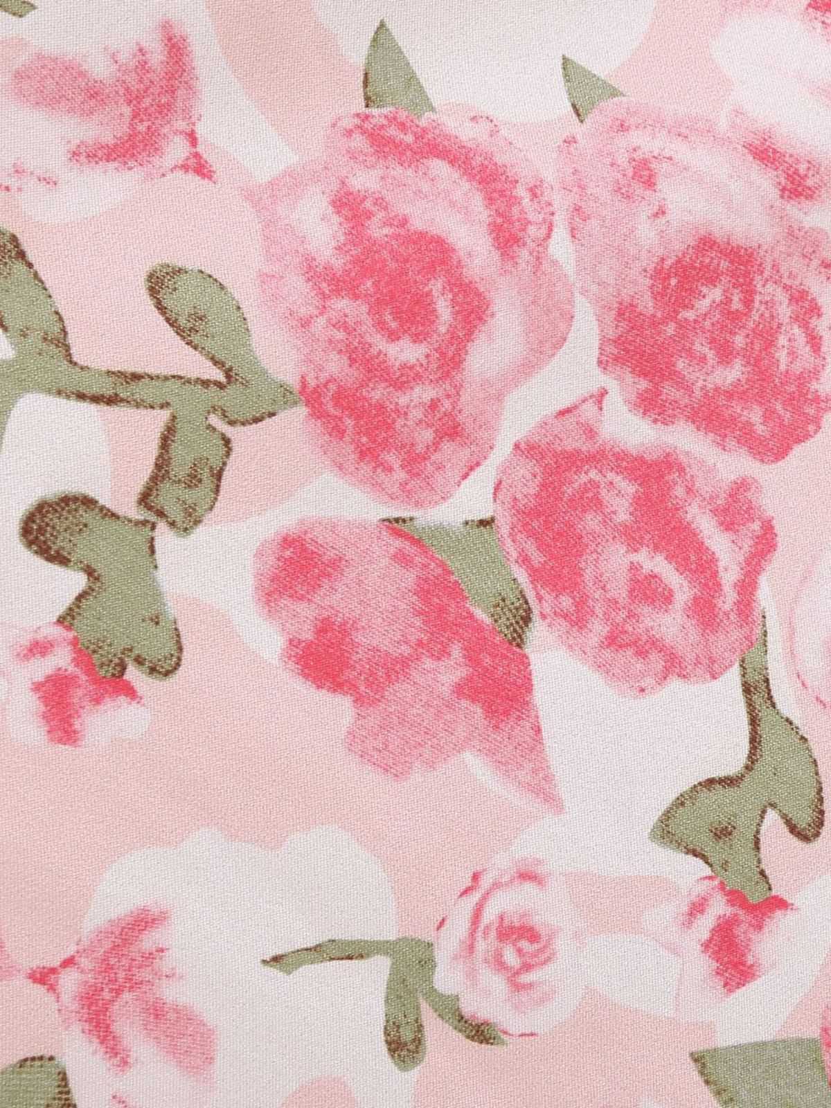 Rosa 1950er Rundhals Rosen Gürtel Kleid - Image 8