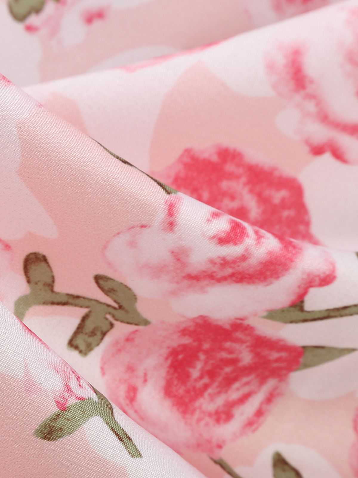 Rosa 1950er Rundhals Rosen Gürtel Kleid - Image 9