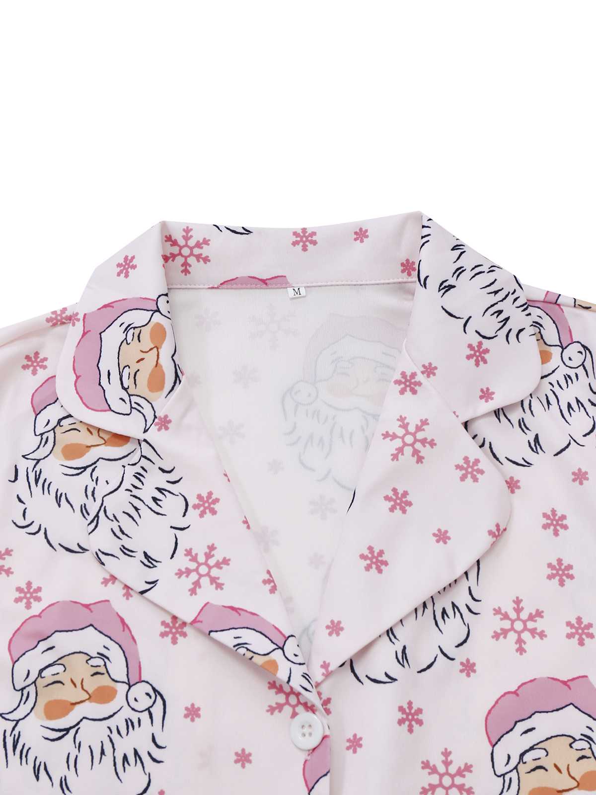 Rosa 1950er Santa Muster Pelzbesatz Pyjama Set - Image 4