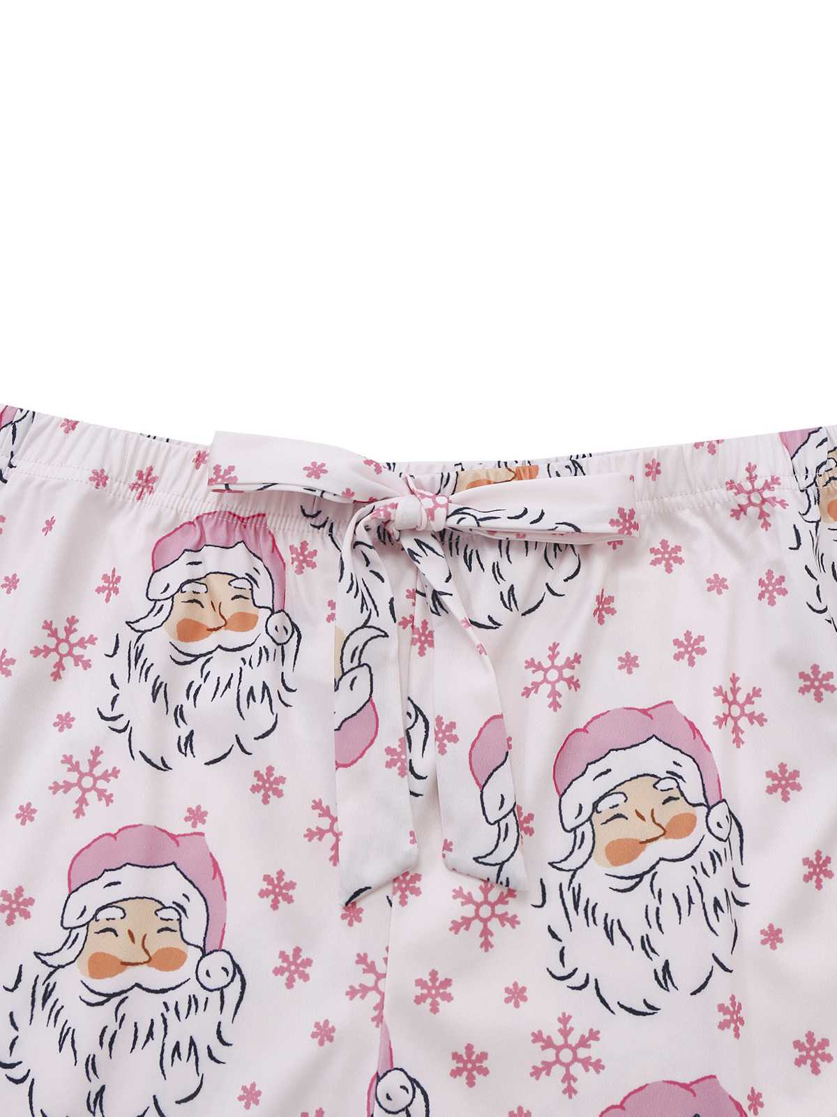 Rosa 1950er Santa Muster Pelzbesatz Pyjama Set - Image 6