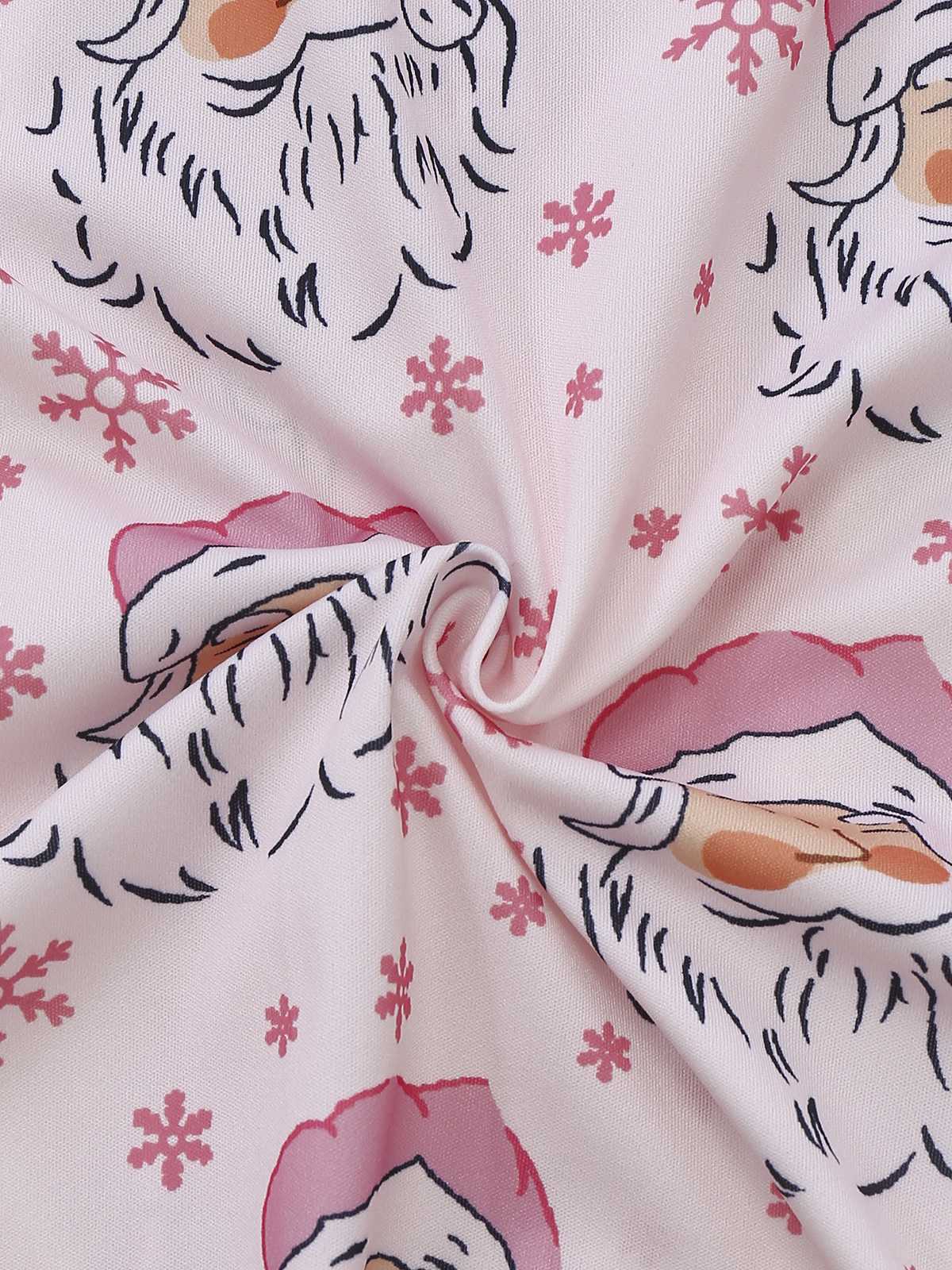 Rosa 1950er Santa Muster Pelzbesatz Pyjama Set - Image 7