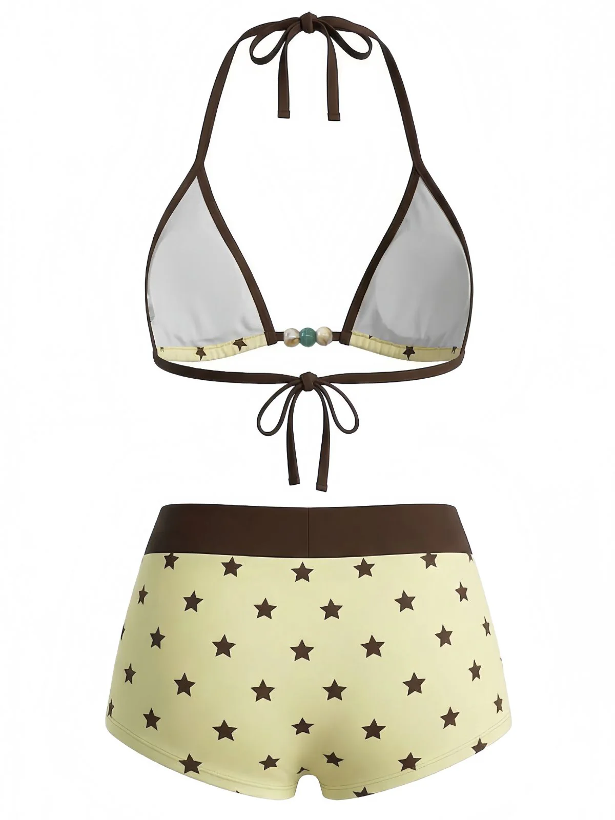[Vorverkauf] Rosa 1950er Schnür Halter Perlenbesetzt Polka Dot Bikini Set - Image 4