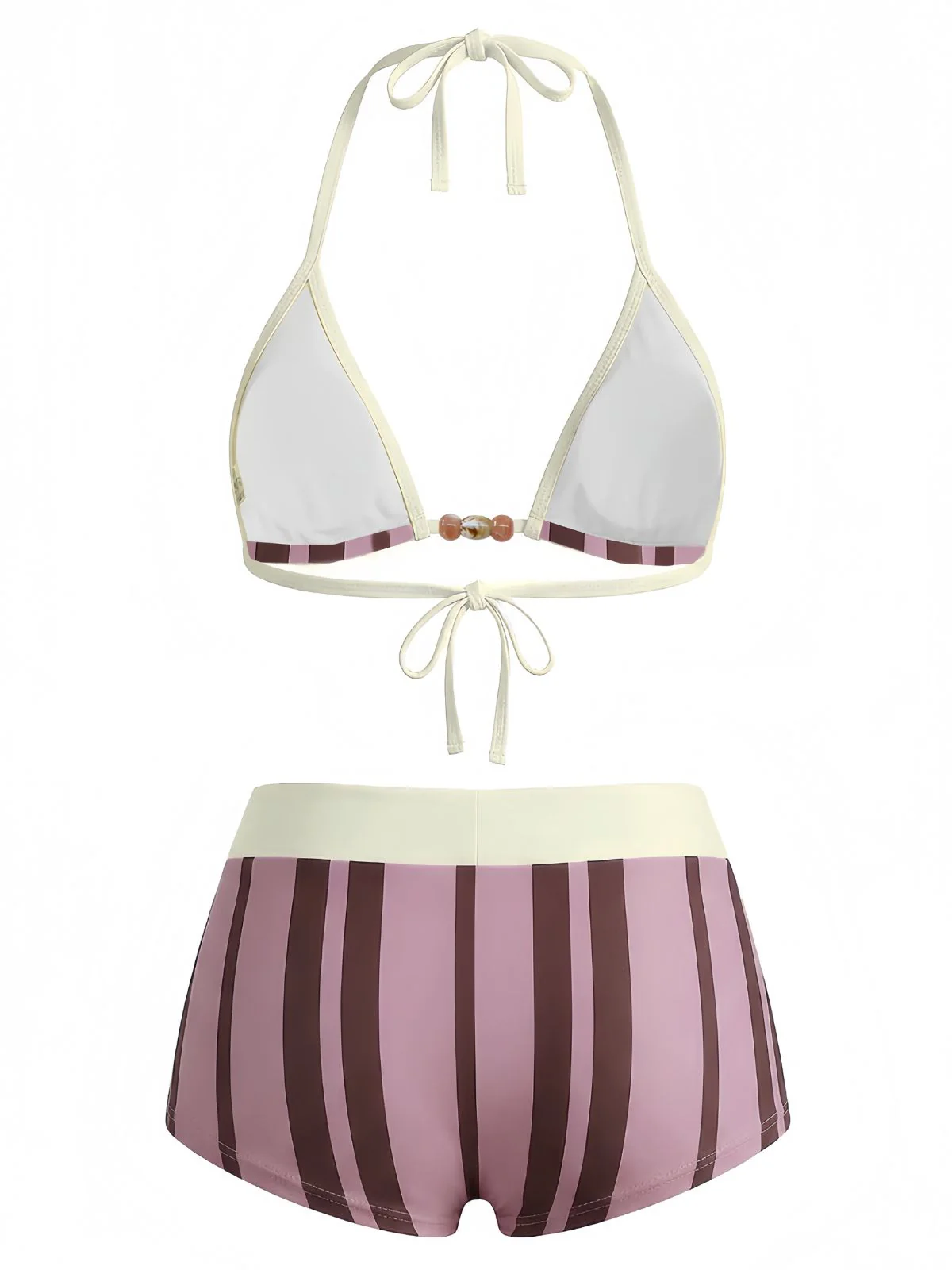 [Vorverkauf] Rosa 1950er Schnür Halter Perlenbesetzt Polka Dot Bikini Set - Image 6