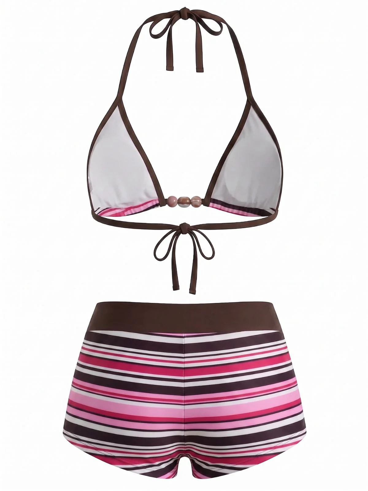 [Vorverkauf] Rosa 1950er Schnür Halter Perlenbesetzt Polka Dot Bikini Set - Image 8