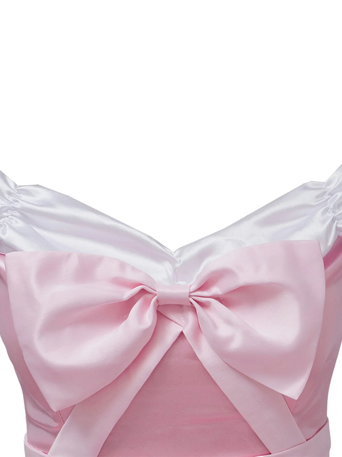 Rosa 1950er Schulterfrei Plissiertes Satin Bogen Prinzessin Kleid - Image 5