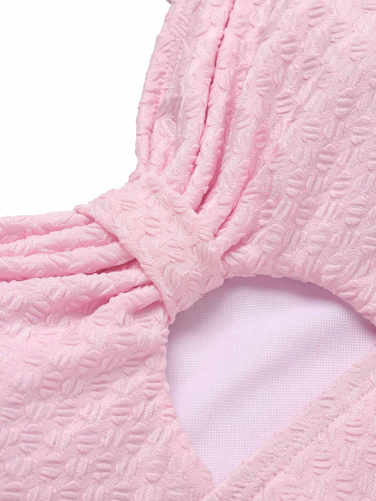 [Vorverkauf] Rosa 1950er Solide Rüschen Badeanzug - Image 7