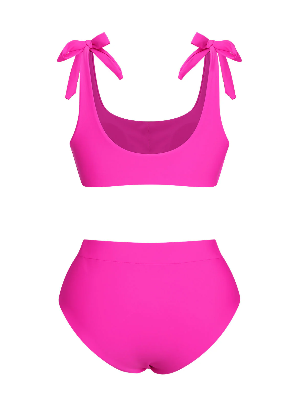 Rosa 1950er Solide Schultergurt BIkini Set - Image 3