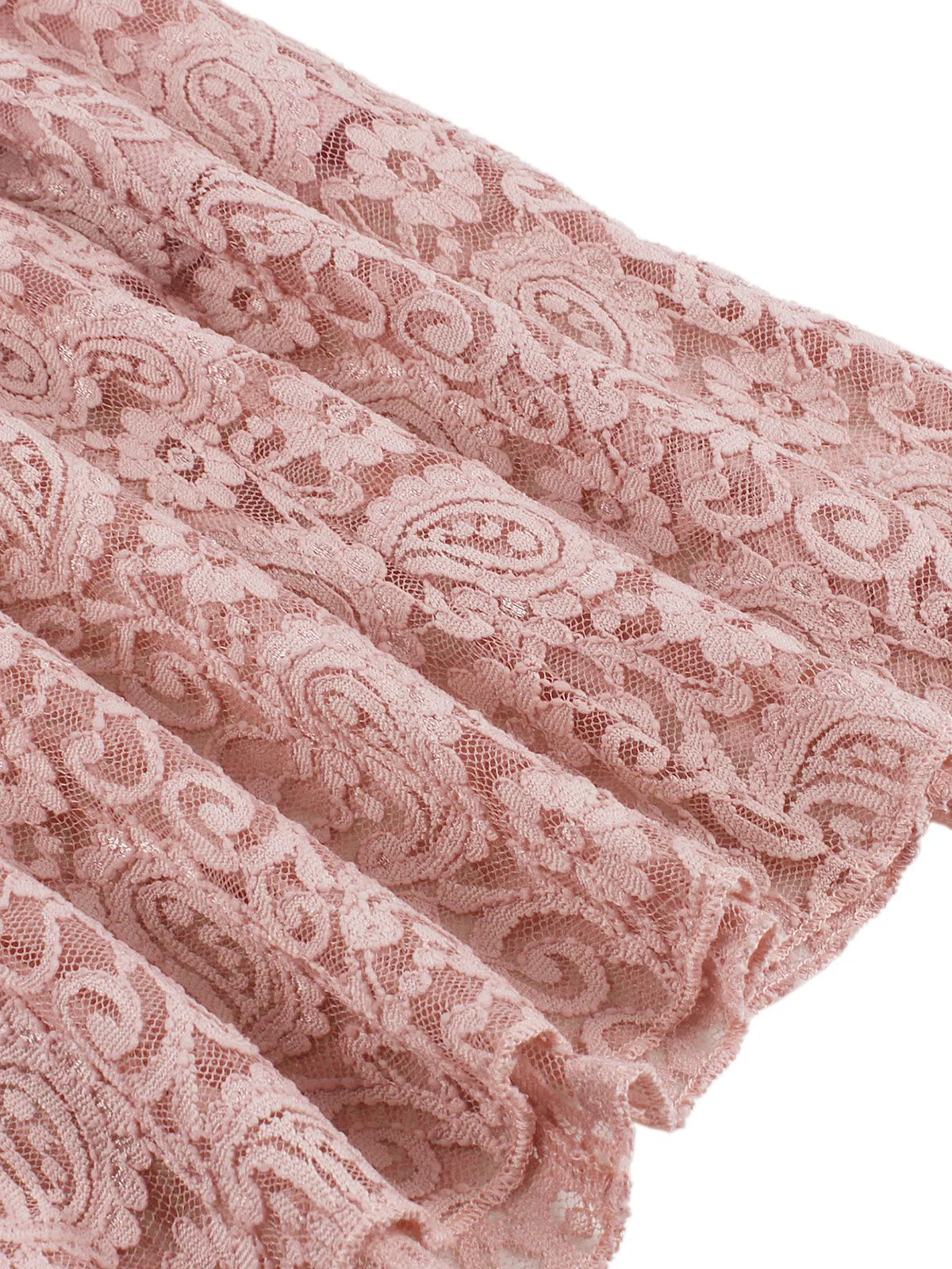 Rosa 1950er Solide Spitze Herzförmiger Hals Kleid - Image 3