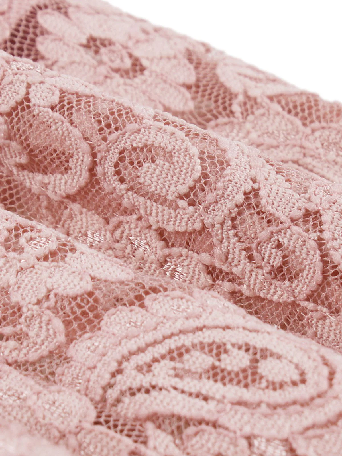Rosa 1950er Solide Spitze Herzförmiger Hals Kleid - Image 4
