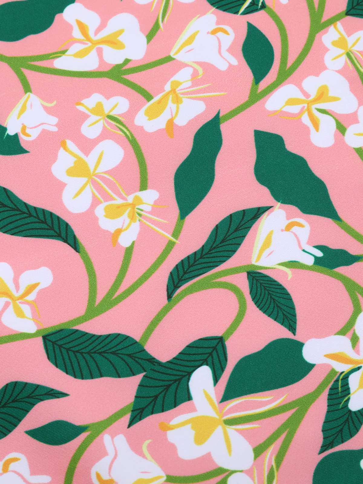 Rosa 1950er Spaghetti Träger Pflanzen Print Badeanzug - Image 4