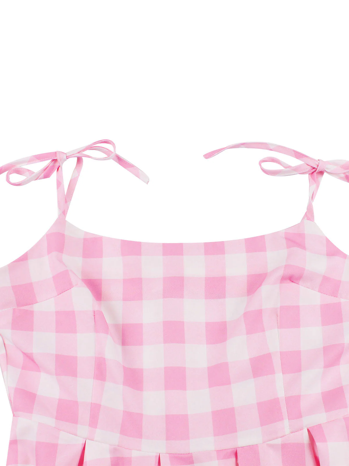 Rosa 1950er Spaghettiträger Plaid Bogen Swing Kleid - Image 6