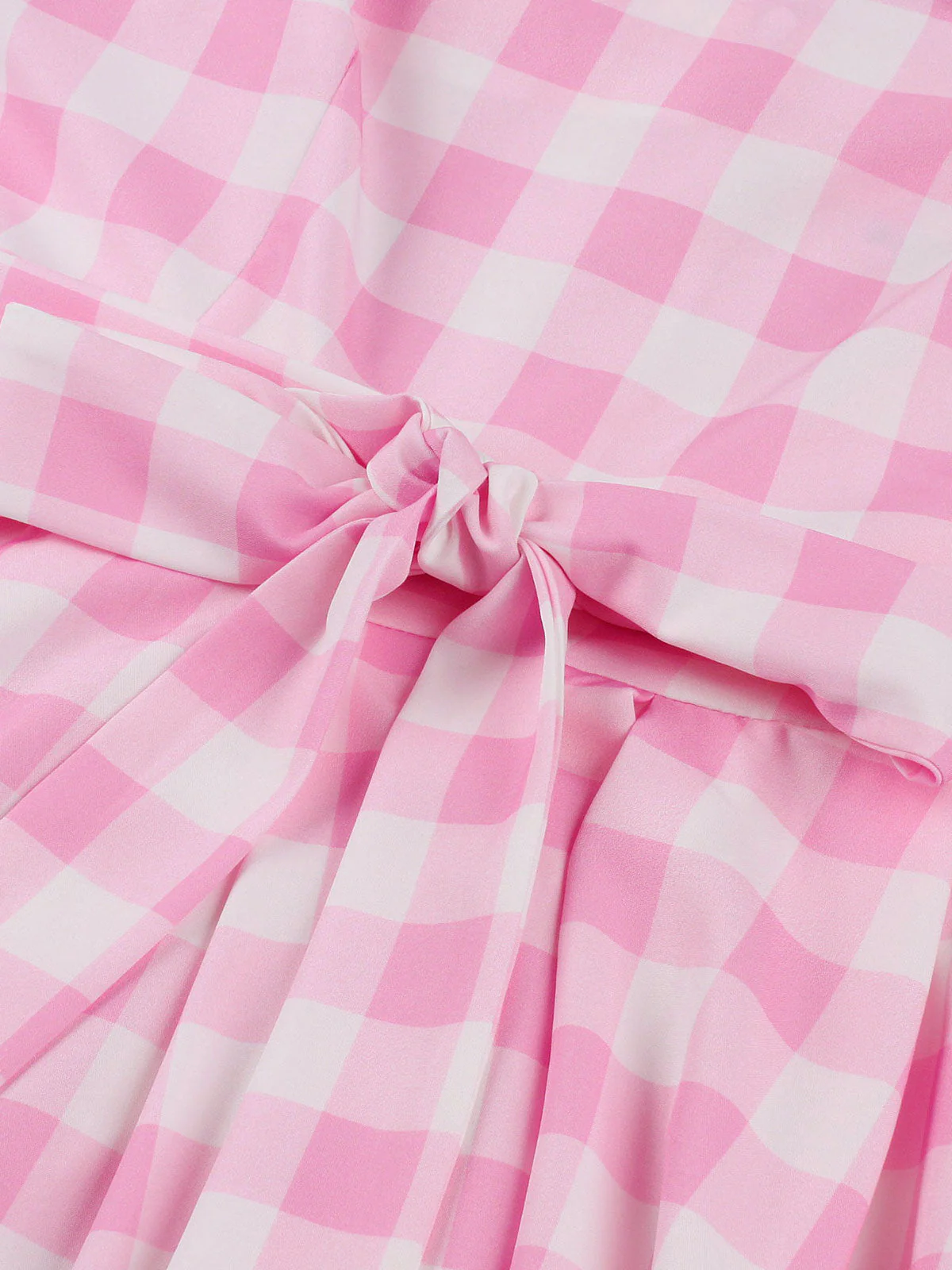 Rosa 1950er Spaghettiträger Plaid Bogen Swing Kleid - Image 8