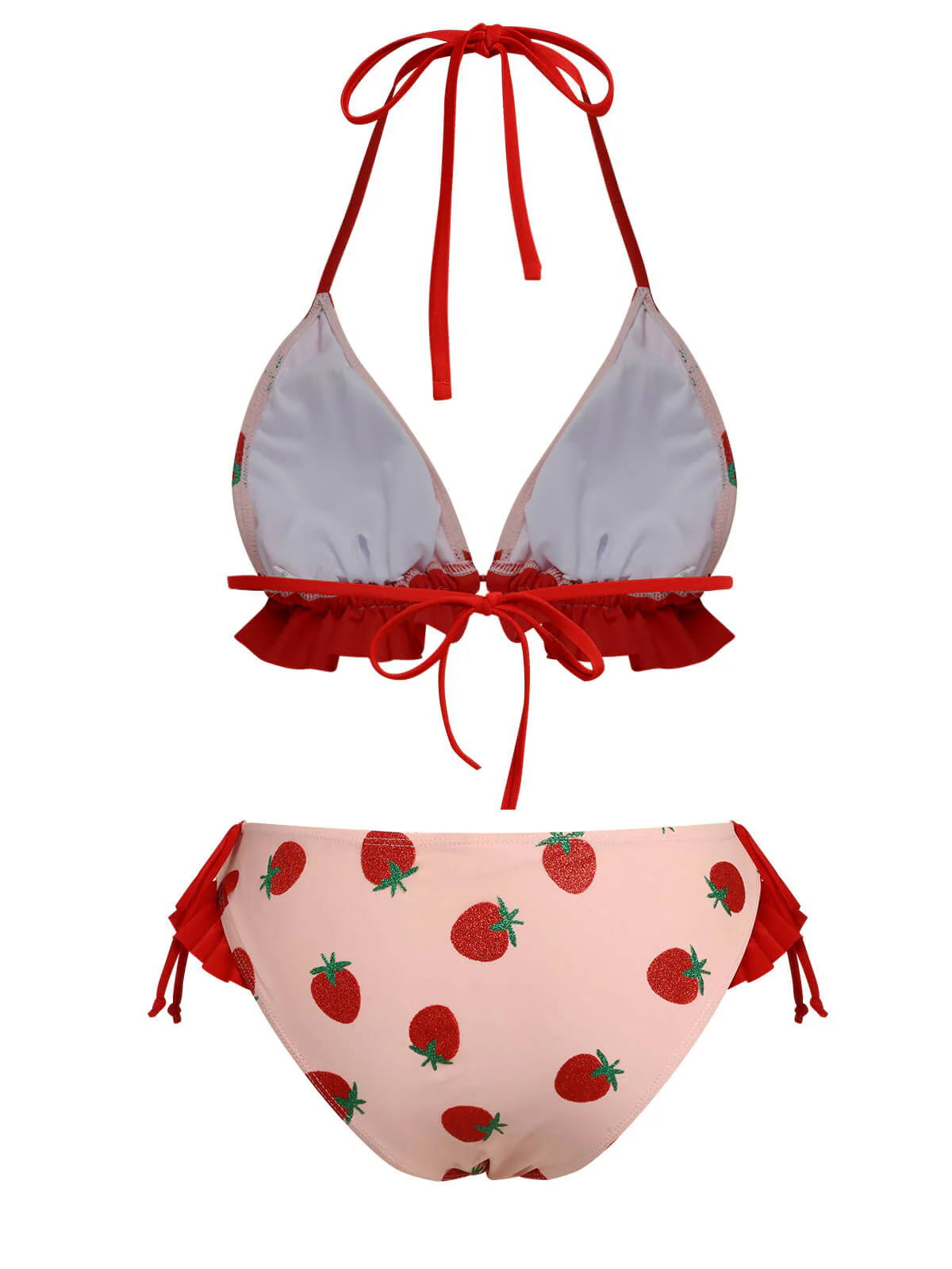 Rosa 1950er Strawberry Schnürung Halter Badeanzug - Image 4