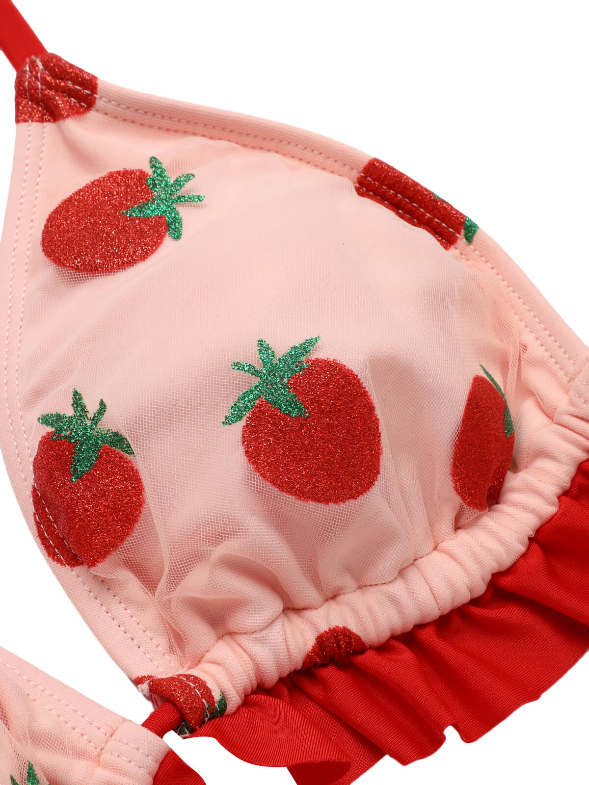 Rosa 1950er Strawberry Schnürung Halter Badeanzug - Image 5