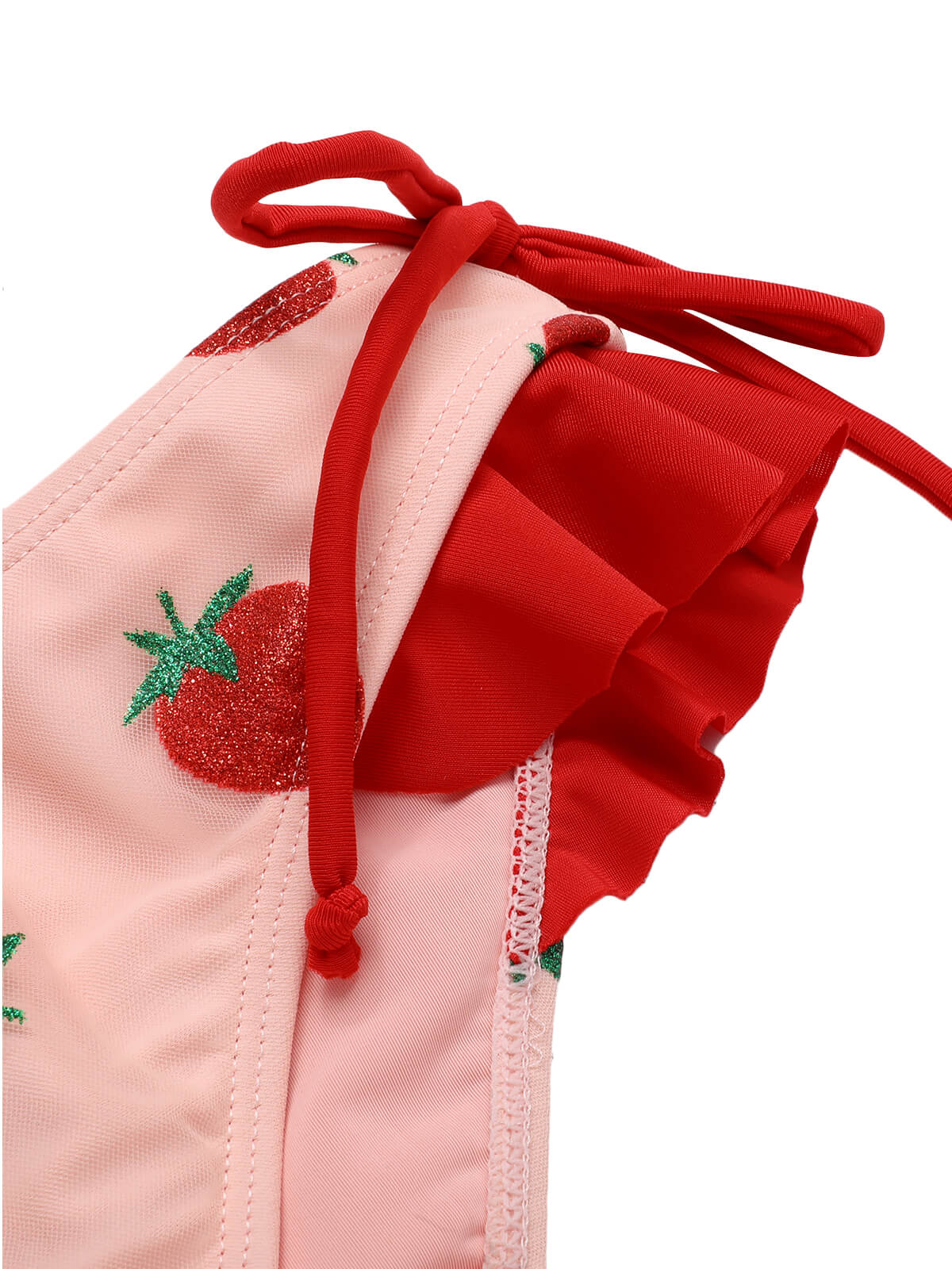 Rosa 1950er Strawberry Schnürung Halter Badeanzug - Image 6
