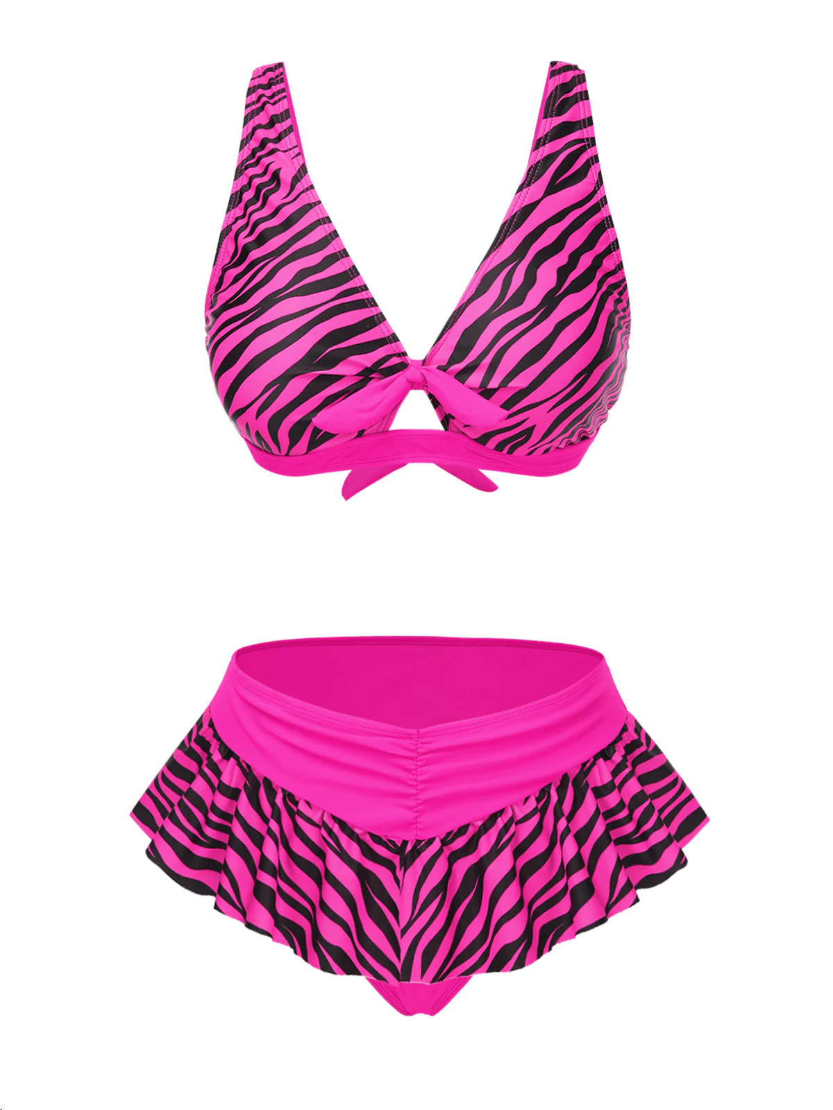 Rosa 1950er Träger Zebra Bikini Set - Image 2