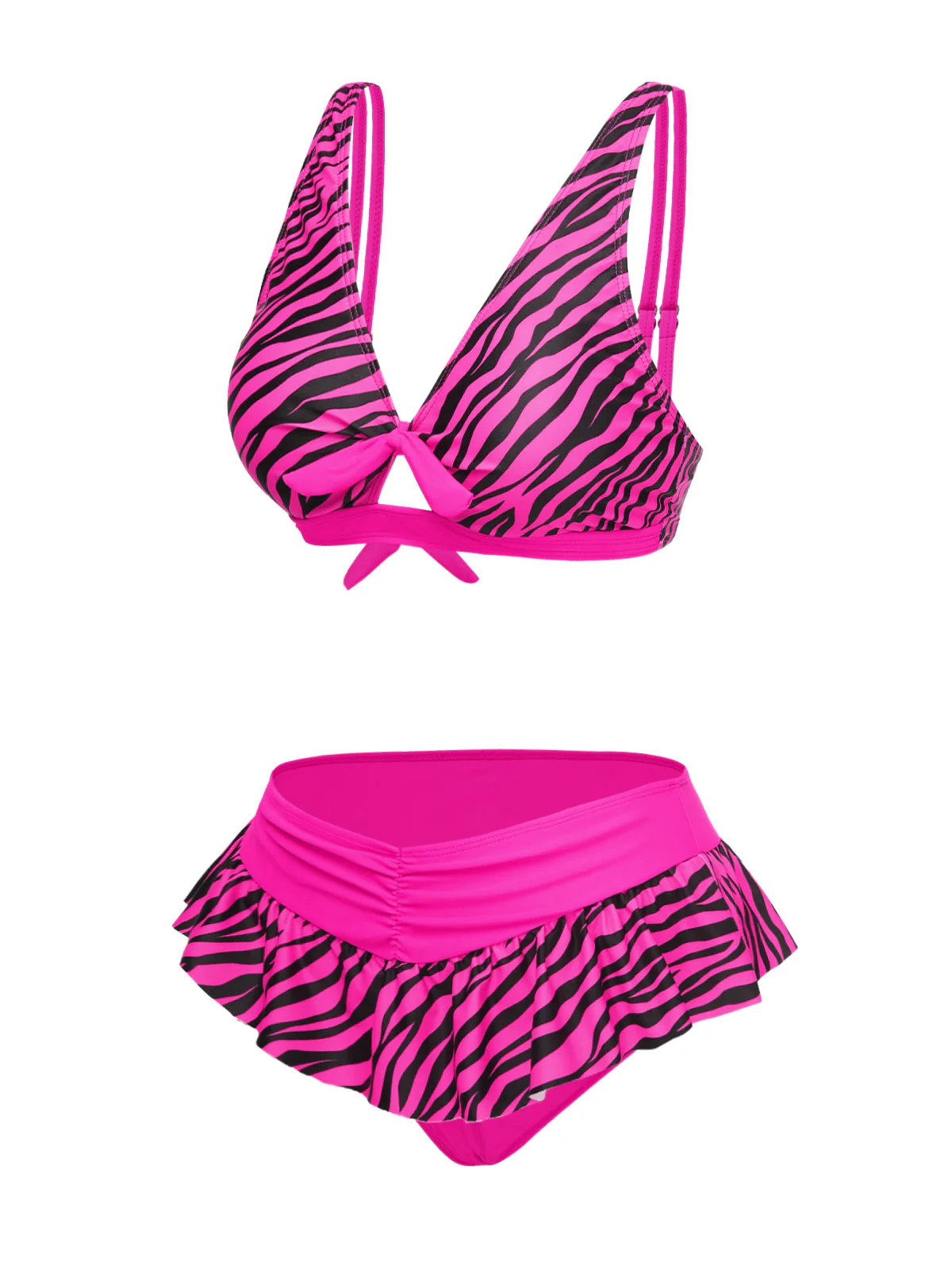 Rosa 1950er Träger Zebra Bikini Set - Image 3