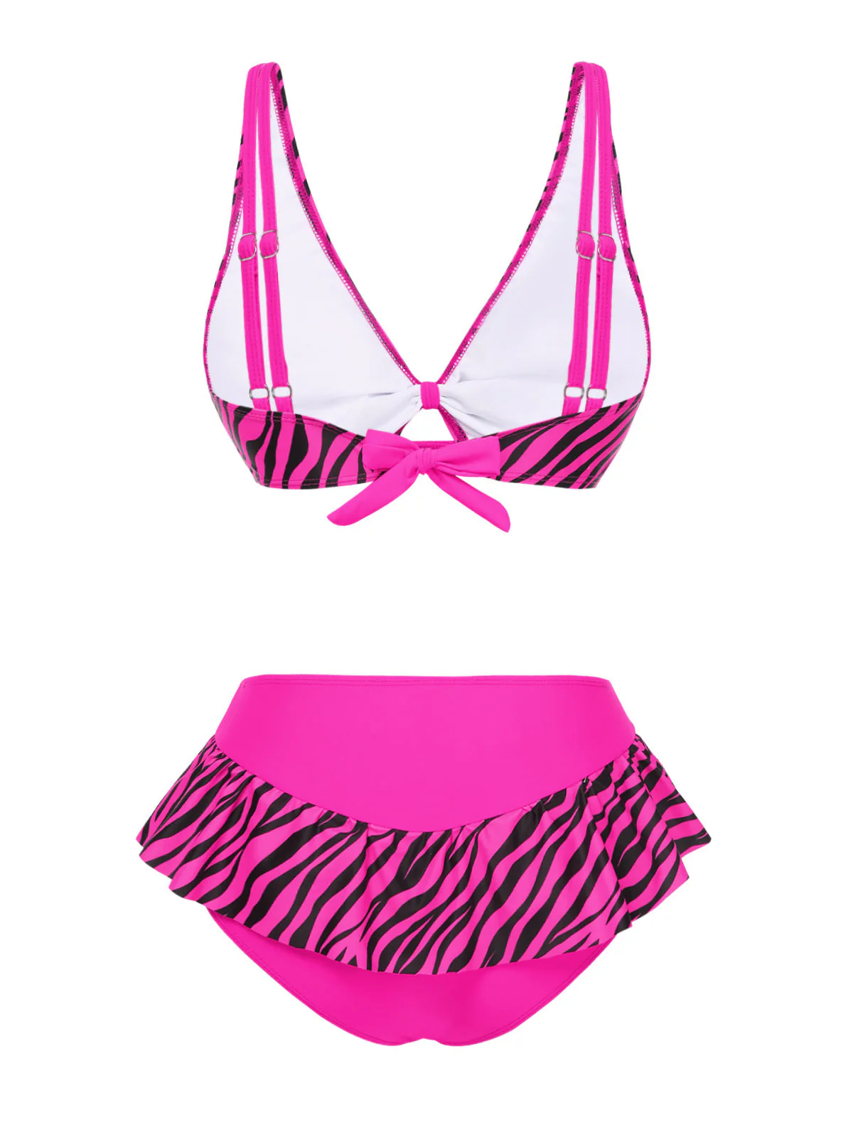 Rosa 1950er Träger Zebra Bikini Set - Image 4