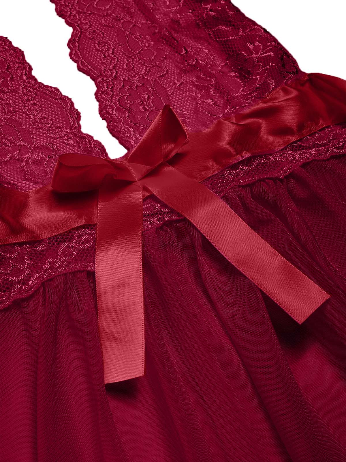 Rosa 1950er V-Ausschnitt Halter Spitze Transparenter Nachthemden - Image 11