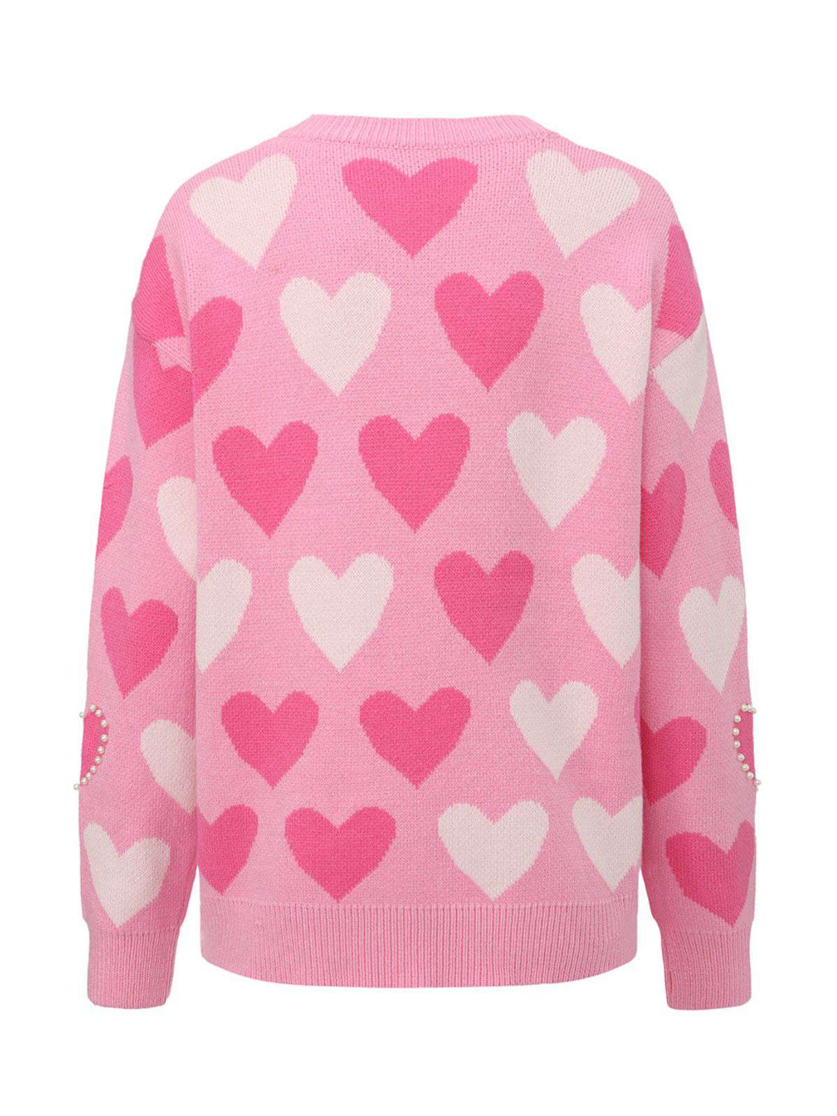 Rosa 1950er Valentinstag Herz Perle Pullover - Image 3