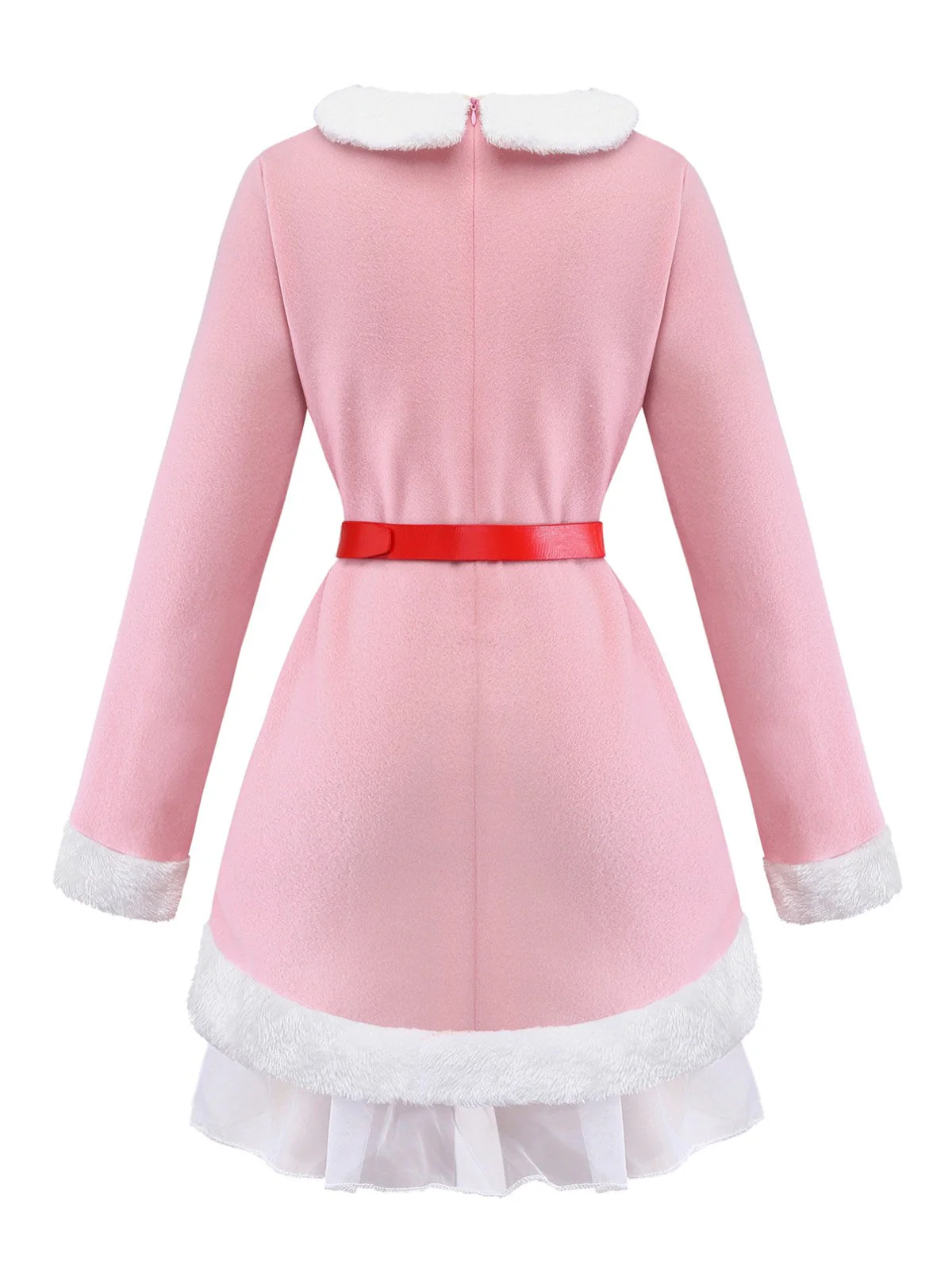 Rosa 1950er Weihnachten Elf Plüsch-Gekantet Kleid Set - Image 3