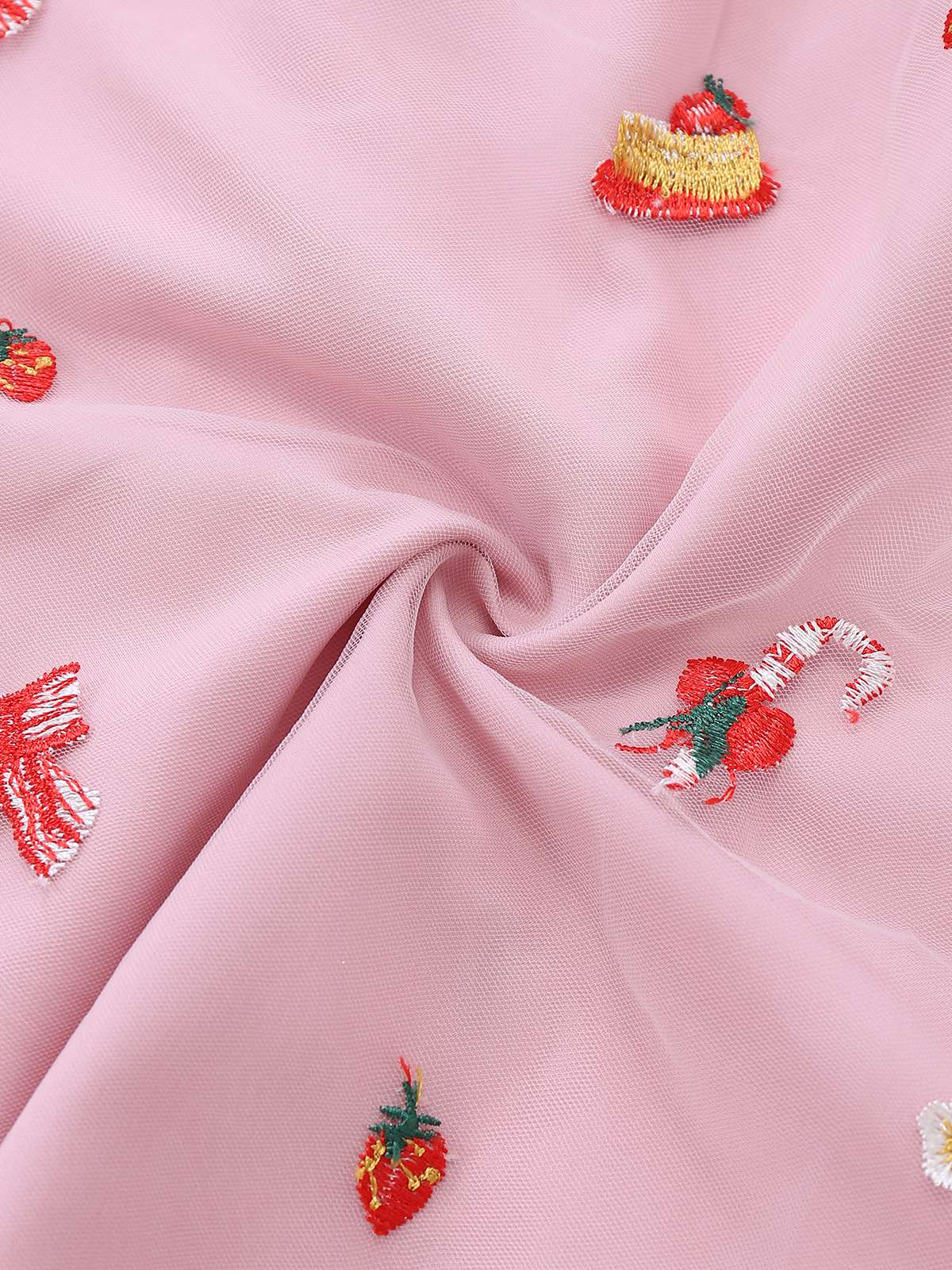 Rosa 1950er Weihnachten Pelzig Trägerlos Pailletten Netz Kleid - Image 9
