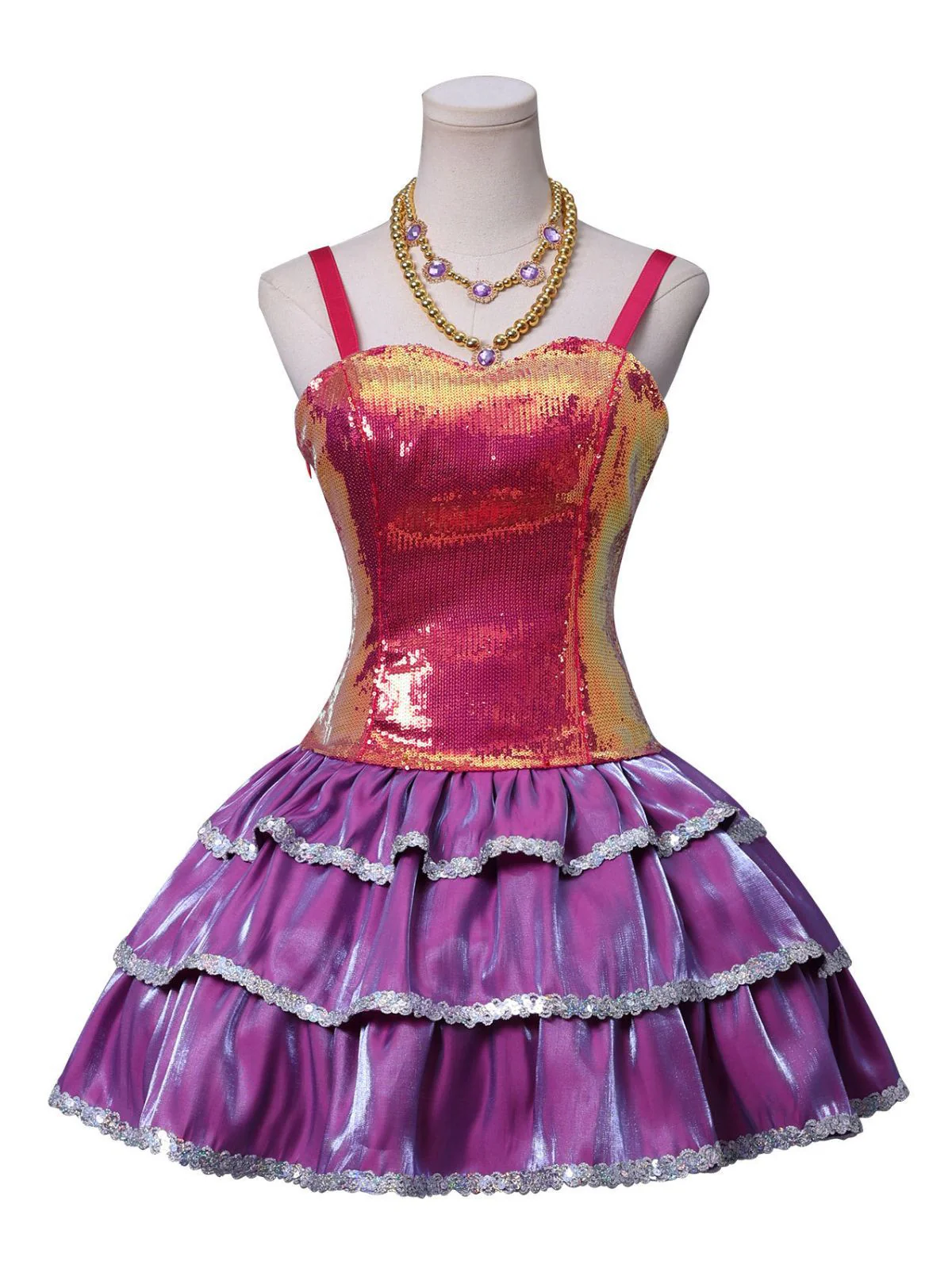 Rosa 1960er Barbie Pailletten Träger Rüschen Kleid - Image 2