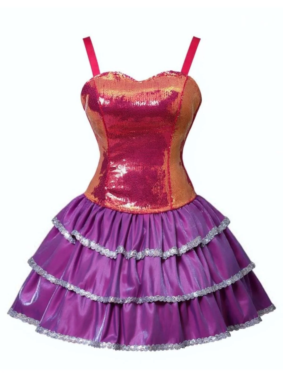 Rosa 1960er Barbie Pailletten Träger Rüschen Kleid - Image 3