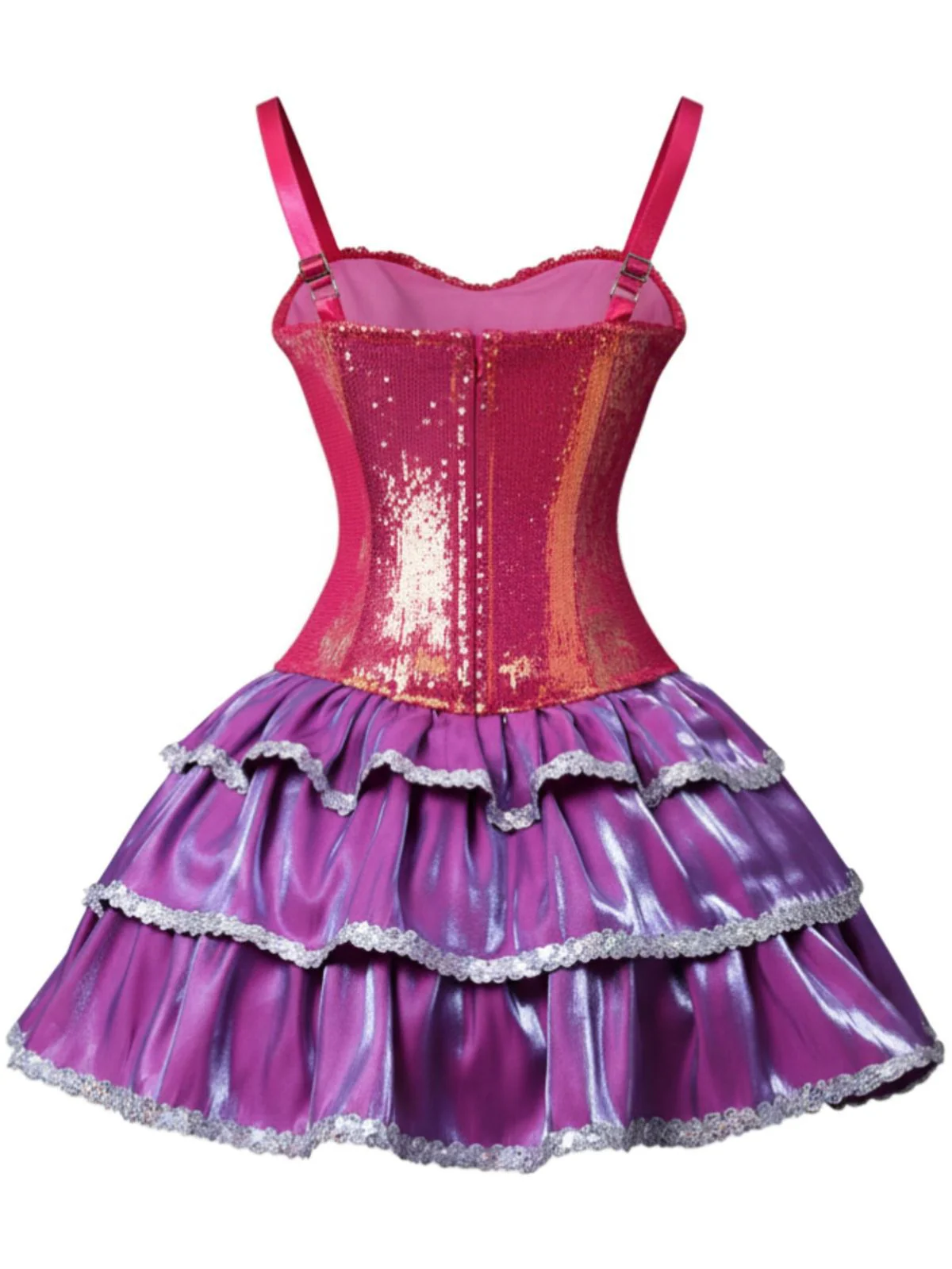 Rosa 1960er Barbie Pailletten Träger Rüschen Kleid - Image 4