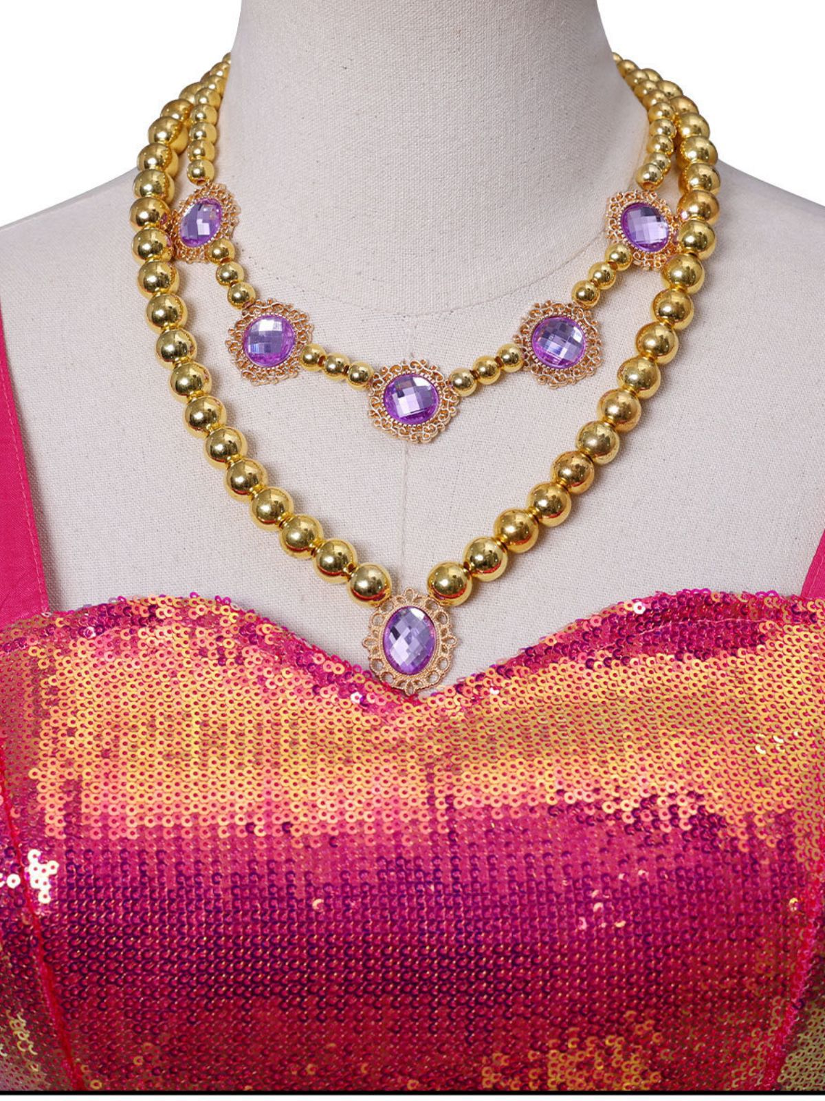 Rosa 1960er Barbie Pailletten Träger Rüschen Kleid - Image 5