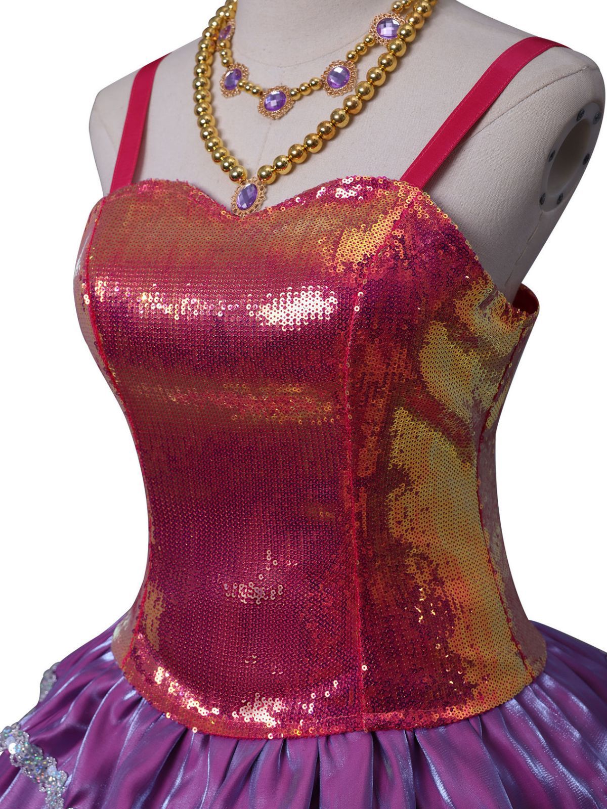 Rosa 1960er Barbie Pailletten Träger Rüschen Kleid - Image 6