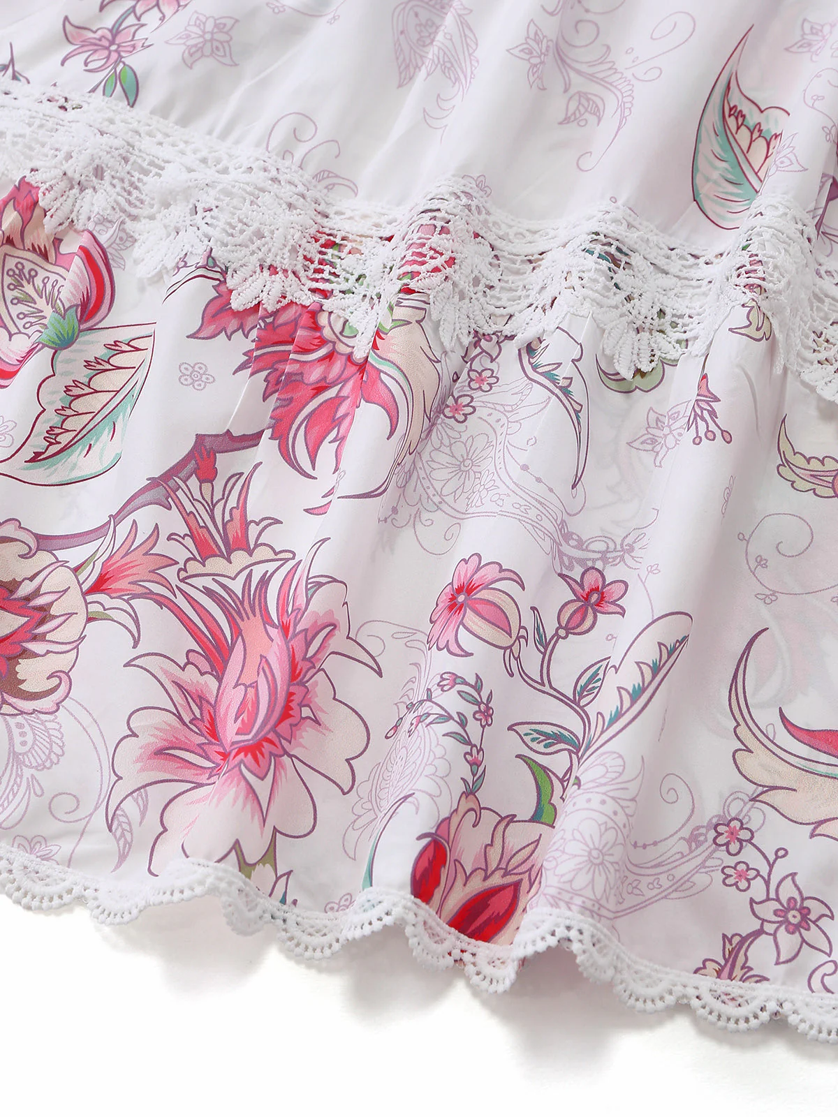 Rosa 1960er Blumen Cutout V-Ausschnitt Spitze Kleid - Image 5