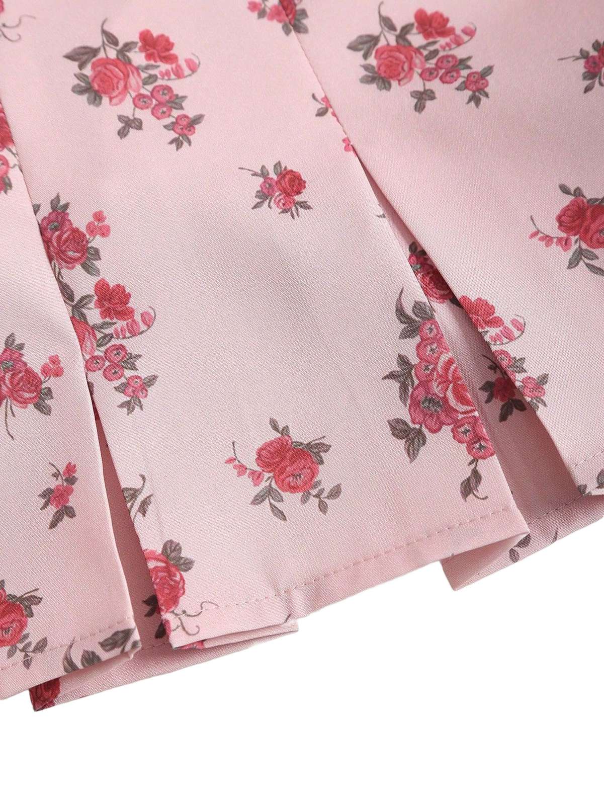 Rosa 1960er Blumen Spitze Patchwork Plissiertes Unterhemd - Image 6