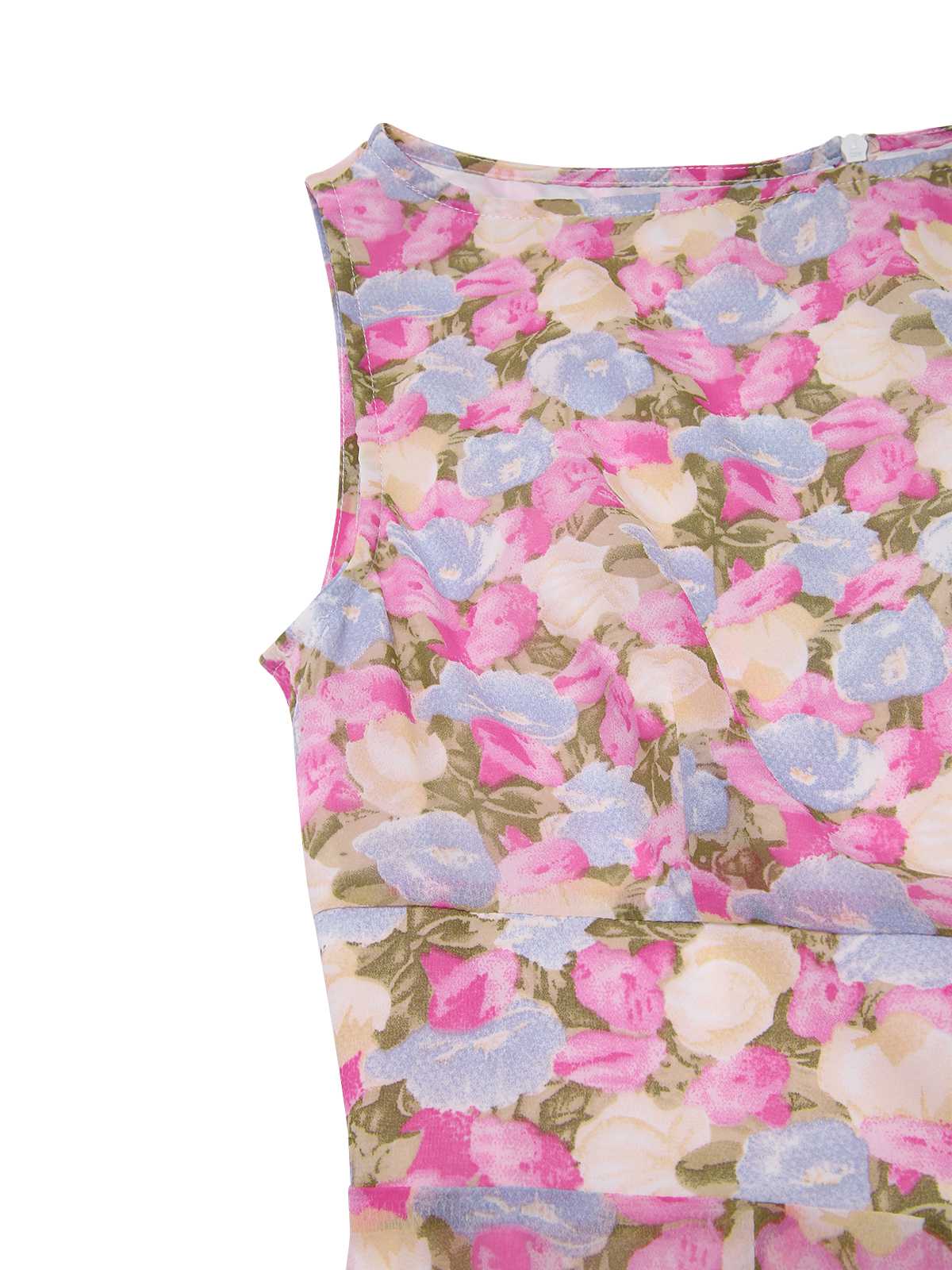 Rosa 1960er Bootskragen Blumen Enges Kleid - Image 8