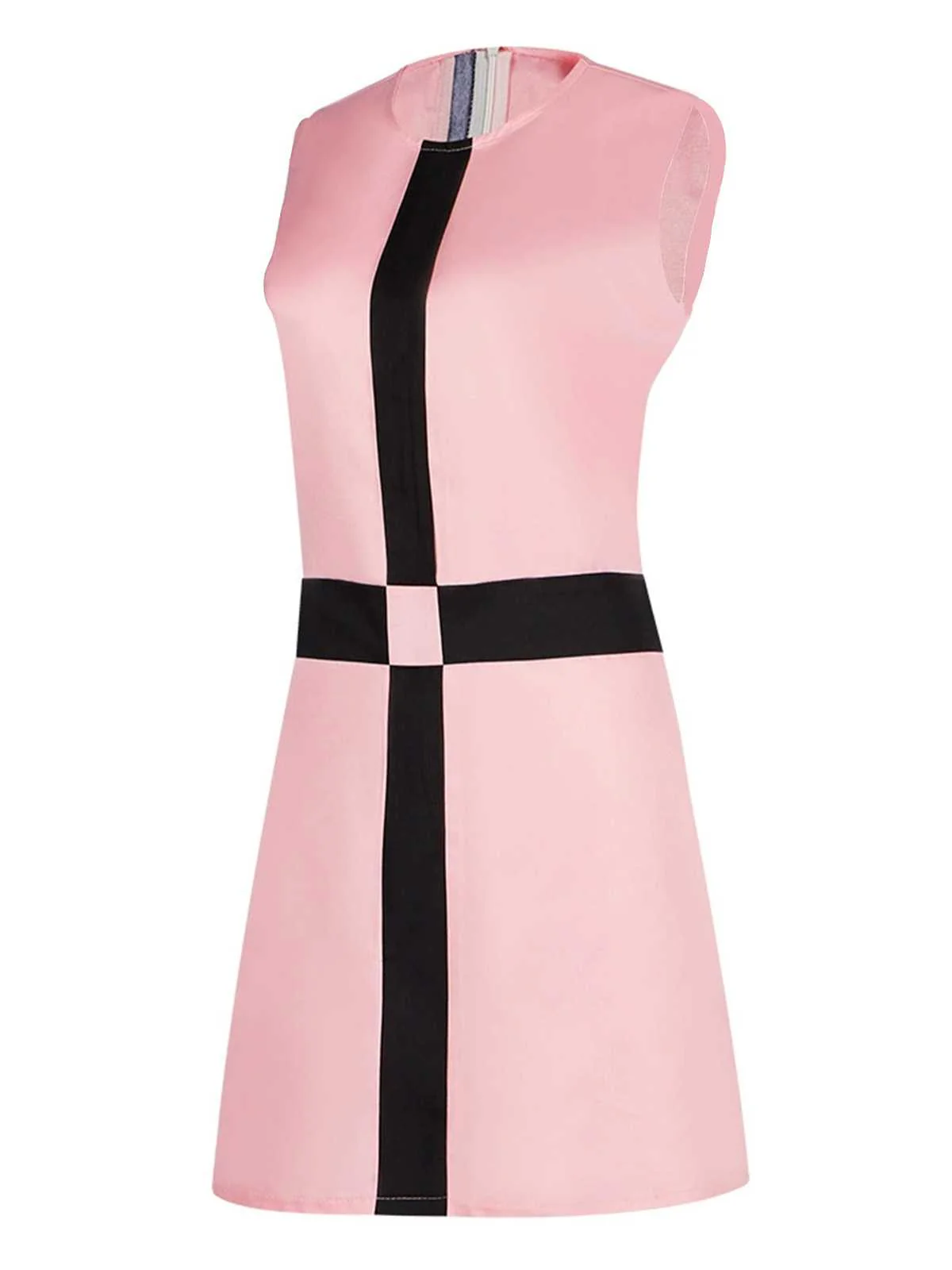 Rosa 1960er Das Damengambit Kostüm Ärmellos Kleid - Image 3