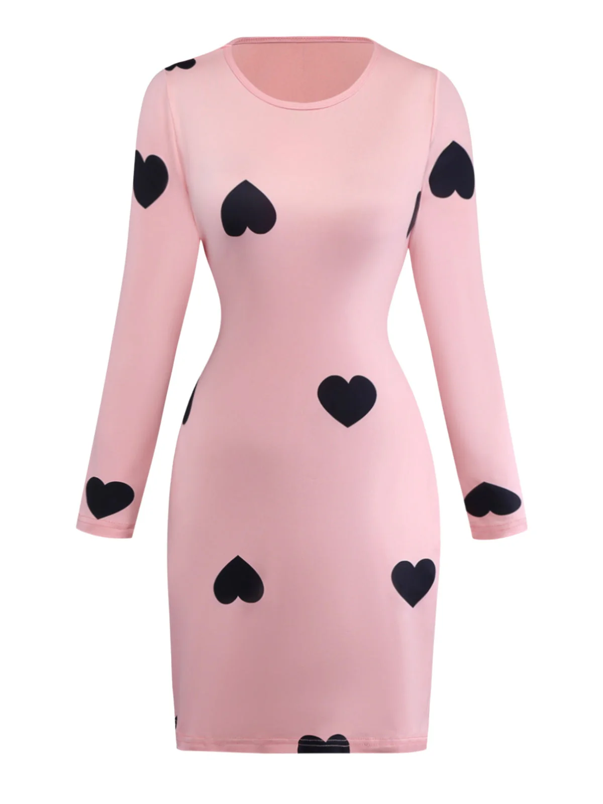 Rosa 1960er Herz Rundhals Enges Kleid - Image 2