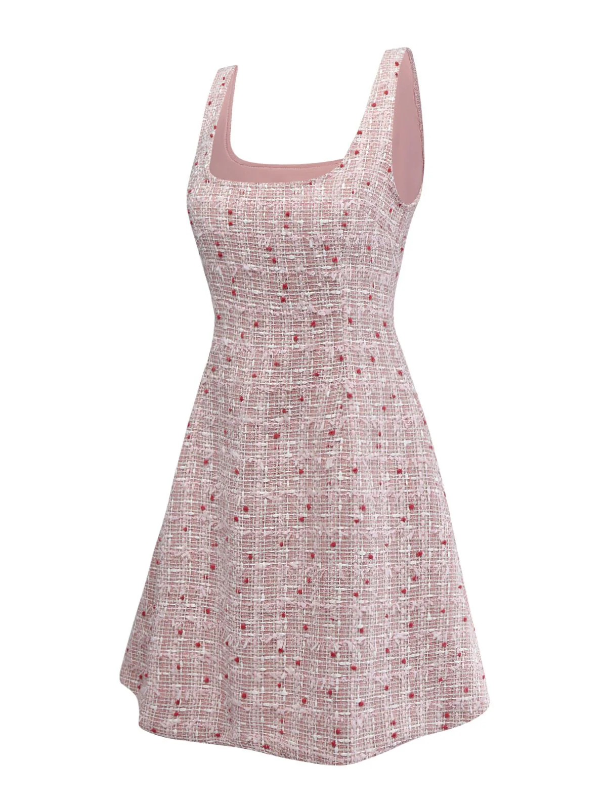 Rosa 1960er Plaid Tweed Mini Schürze Kleid - Image 3