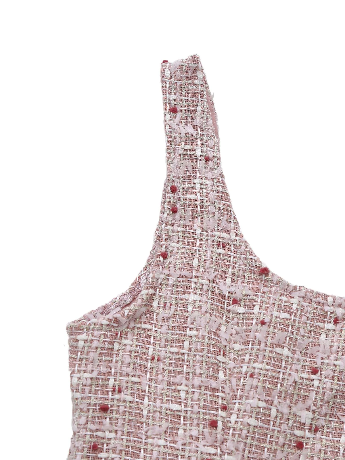 Rosa 1960er Plaid Tweed Mini Schürze Kleid - Image 6