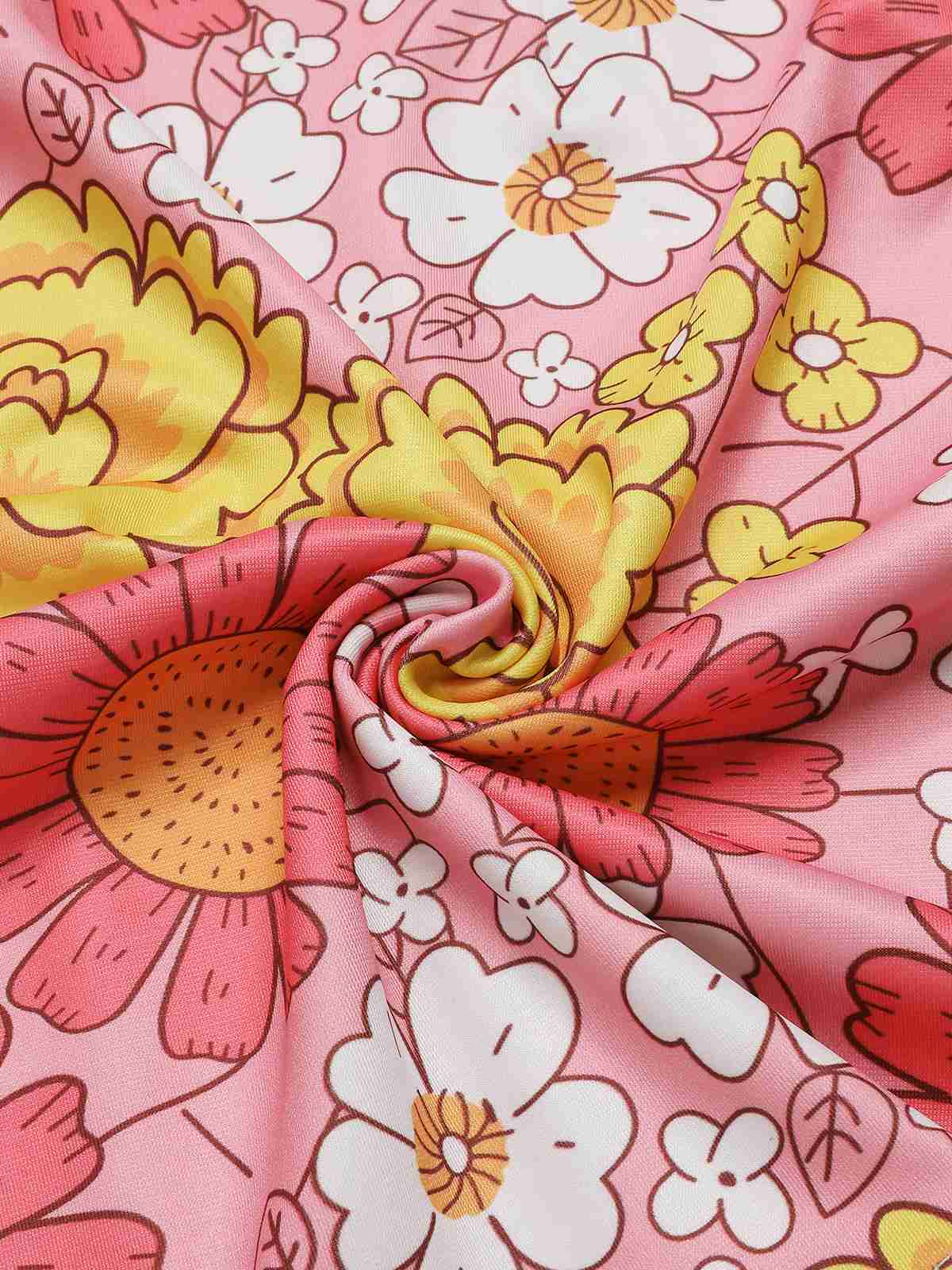 [Vorverkauf] Orange 1960er Revers Blumen Patchwork Kleid - Image 11