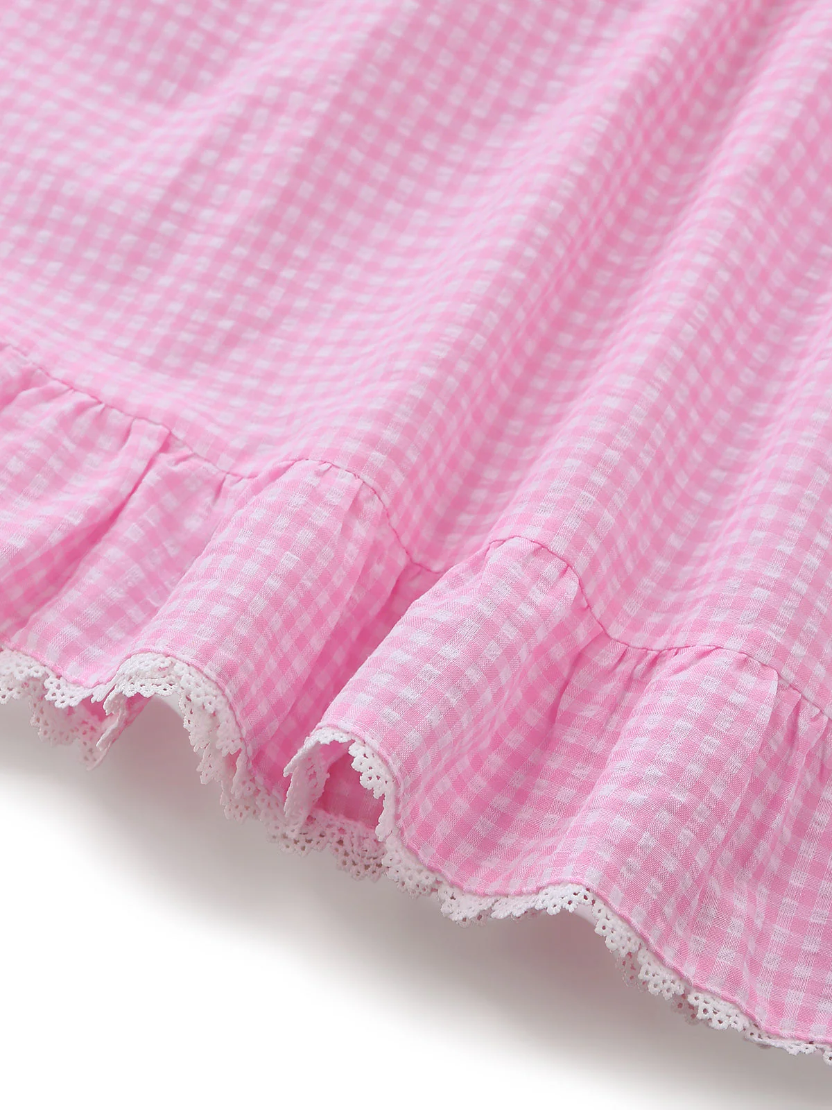 Rosa 1960er Schleife Spitze Vichy-Karo Schnürung Kleid - Image 7